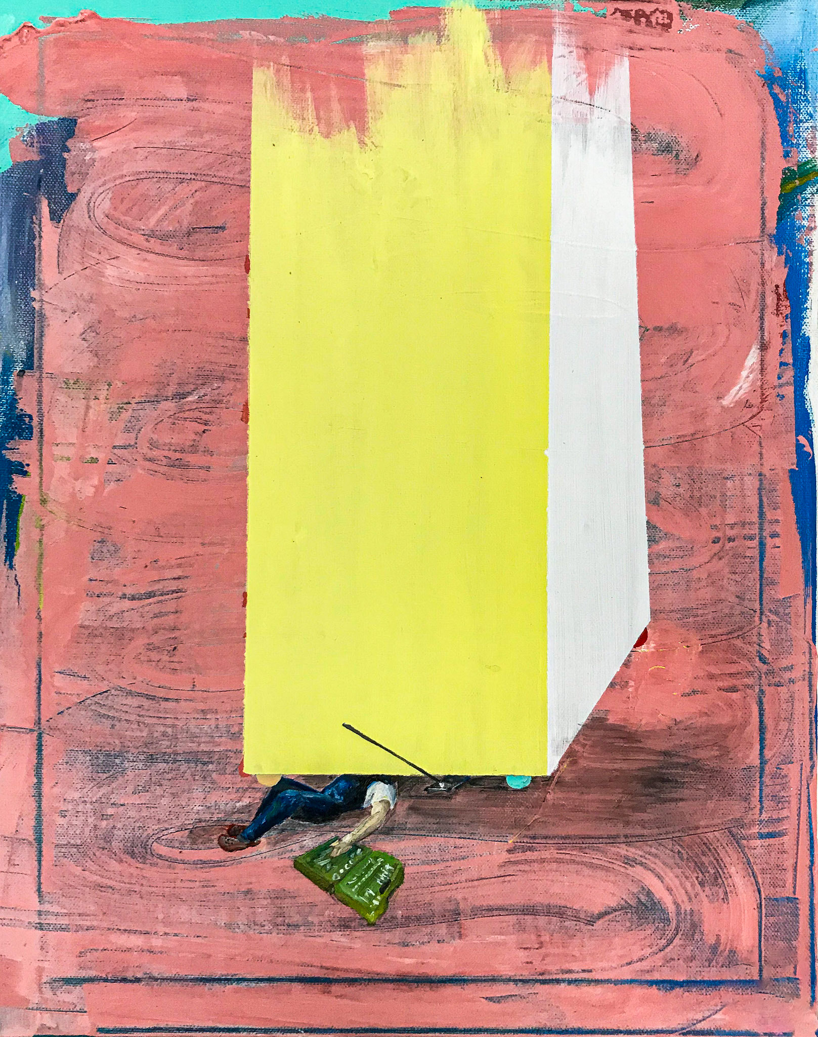 Mechanik, akryl a olej na plátně, 40x50 cm, 2018/Mechanic, acrylic and oil on canvas, 40x50cm, 2018