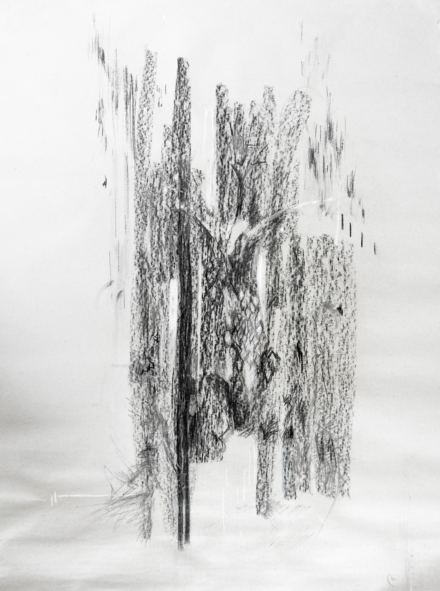 Krajina 3 , uhel na papíře, 70 x 90 cm, 2019 /Landscape 3, charcoal on paper, 70 x 90 cm, 2015