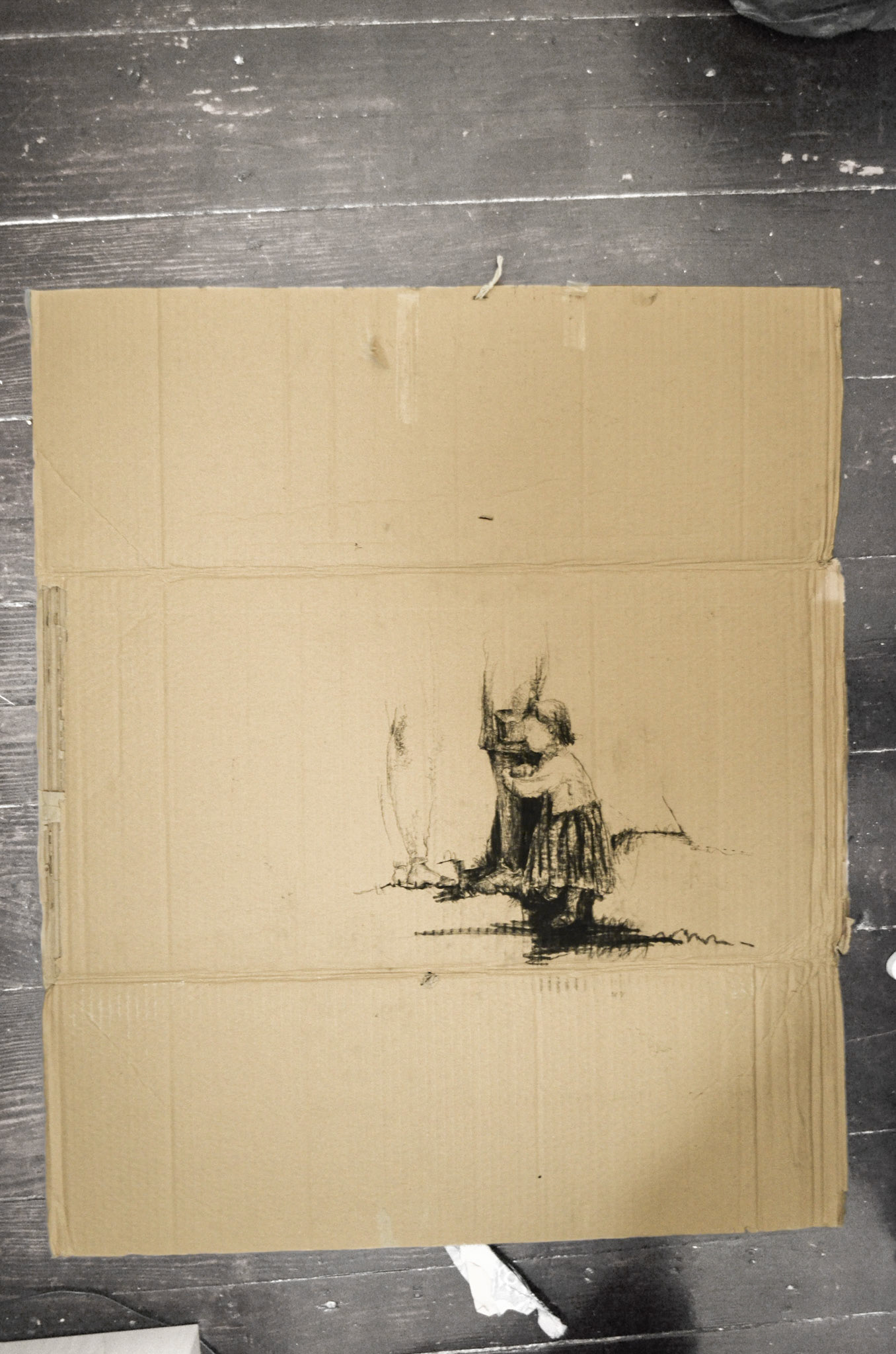 Momentka , uhel na kartonu, 2015/ Moment , charcoal on carton, 2015