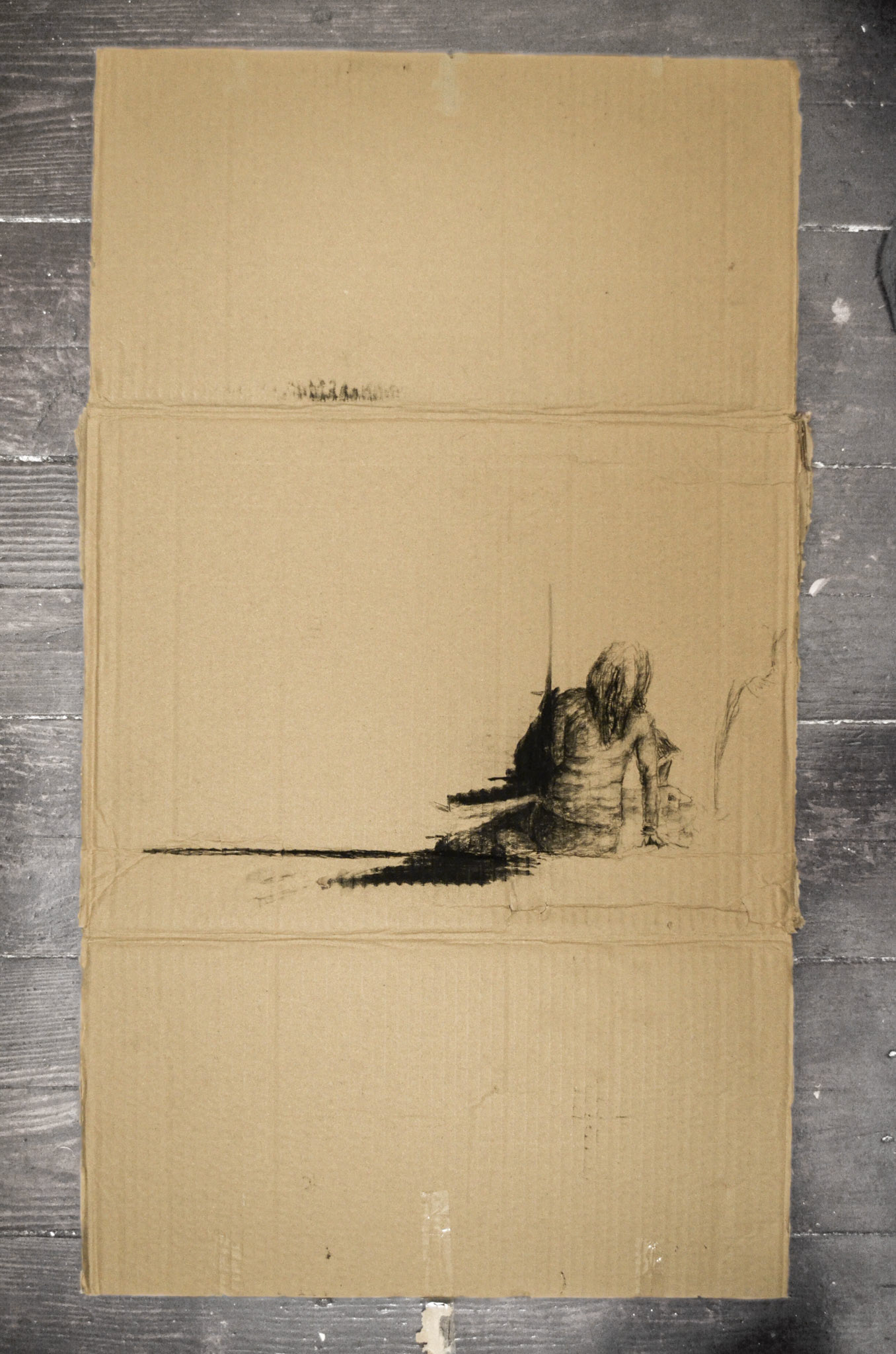 Momentka , uhel na kartonu, 2015/ Moment , charcoal on carton, 2015
