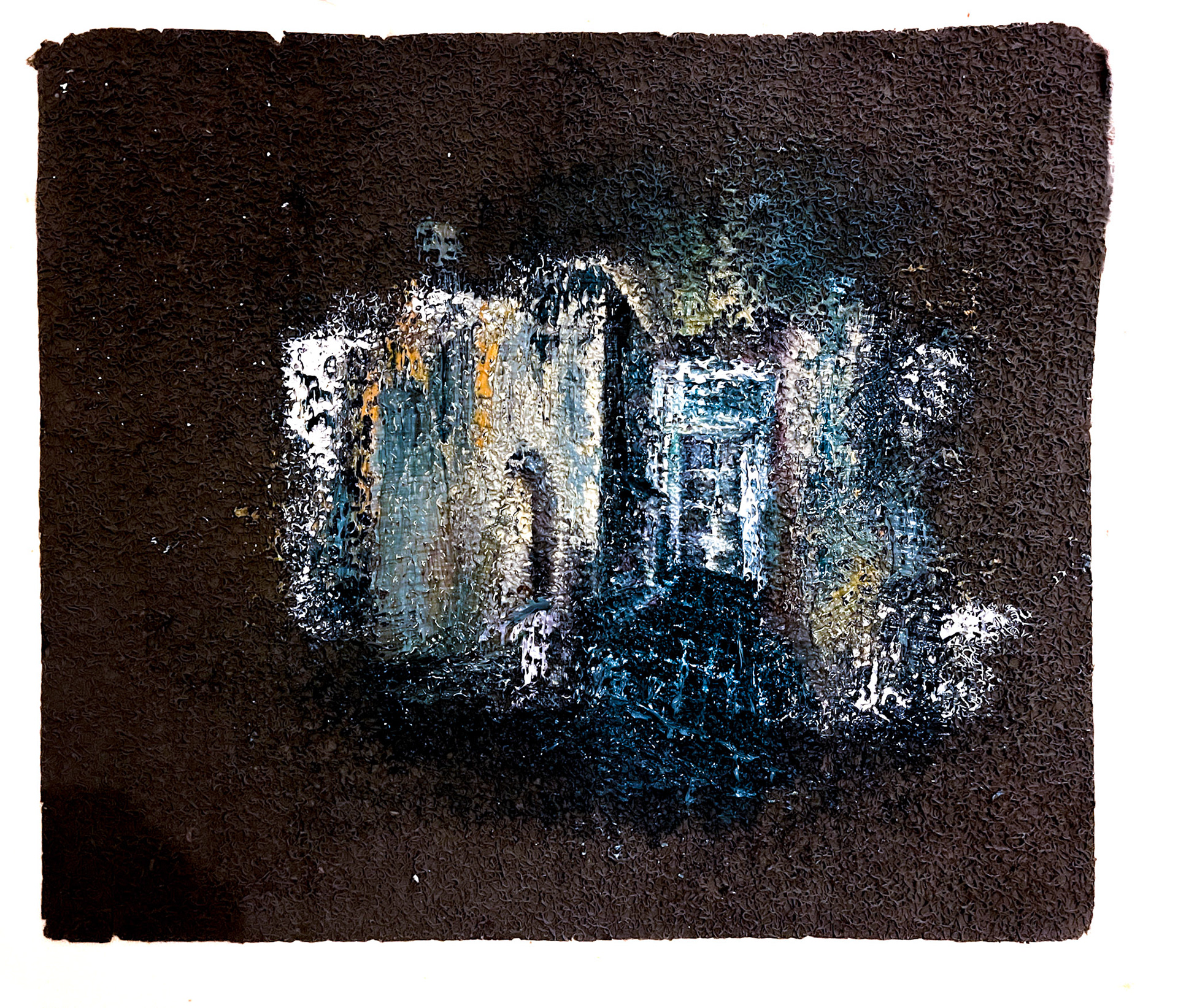 Chodba 2, olej na rohožce, 60x70 cm, 2021/ the hall, oil on doormat, 60x70, 2021