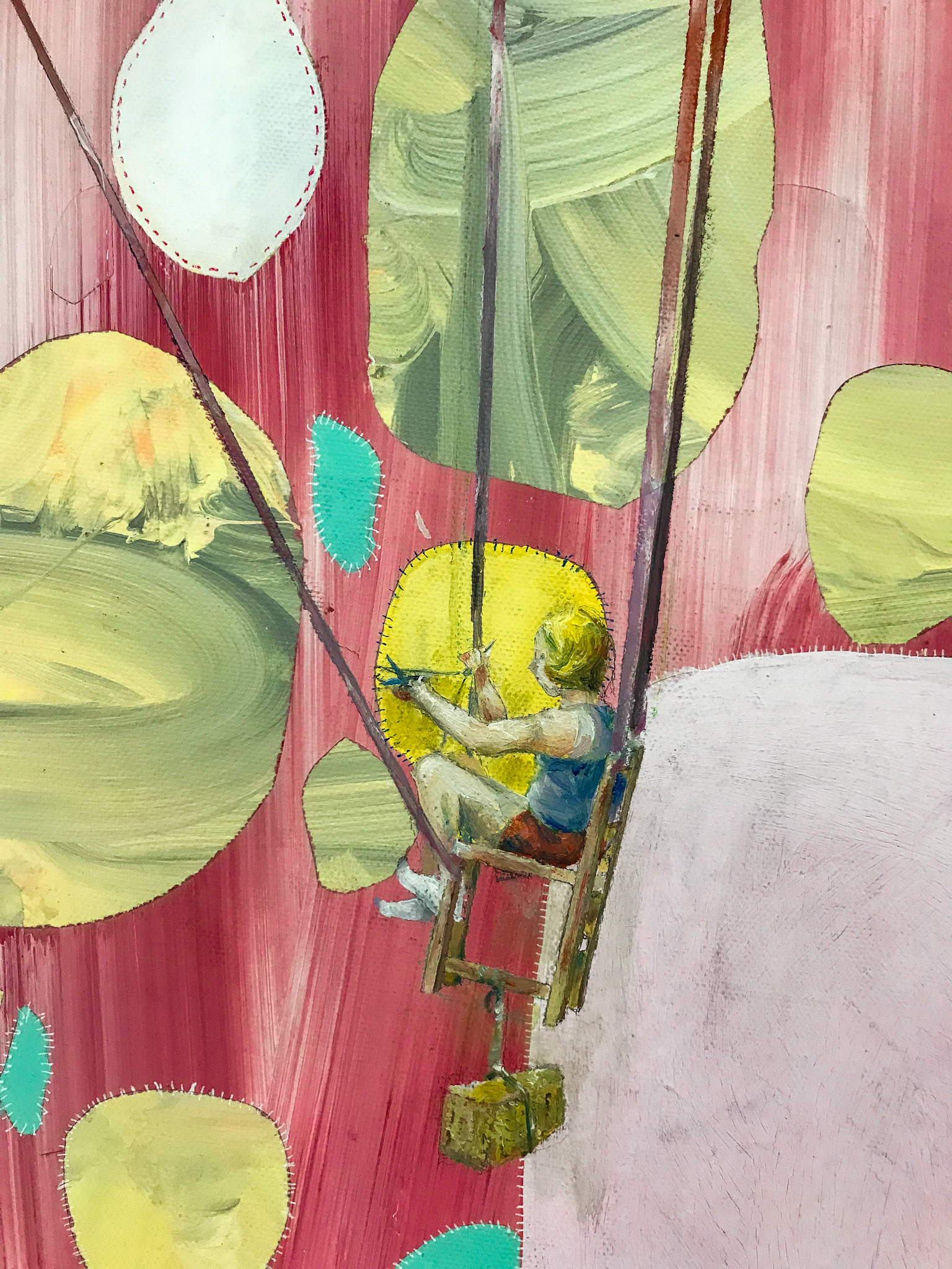 Su- švadlena - detail, akryl a olej na plátně, 70 x 90 cm, 2018/ Su-dressmaker - detail, acrylic and oil on canvas, 70 x 90 cm, 2018