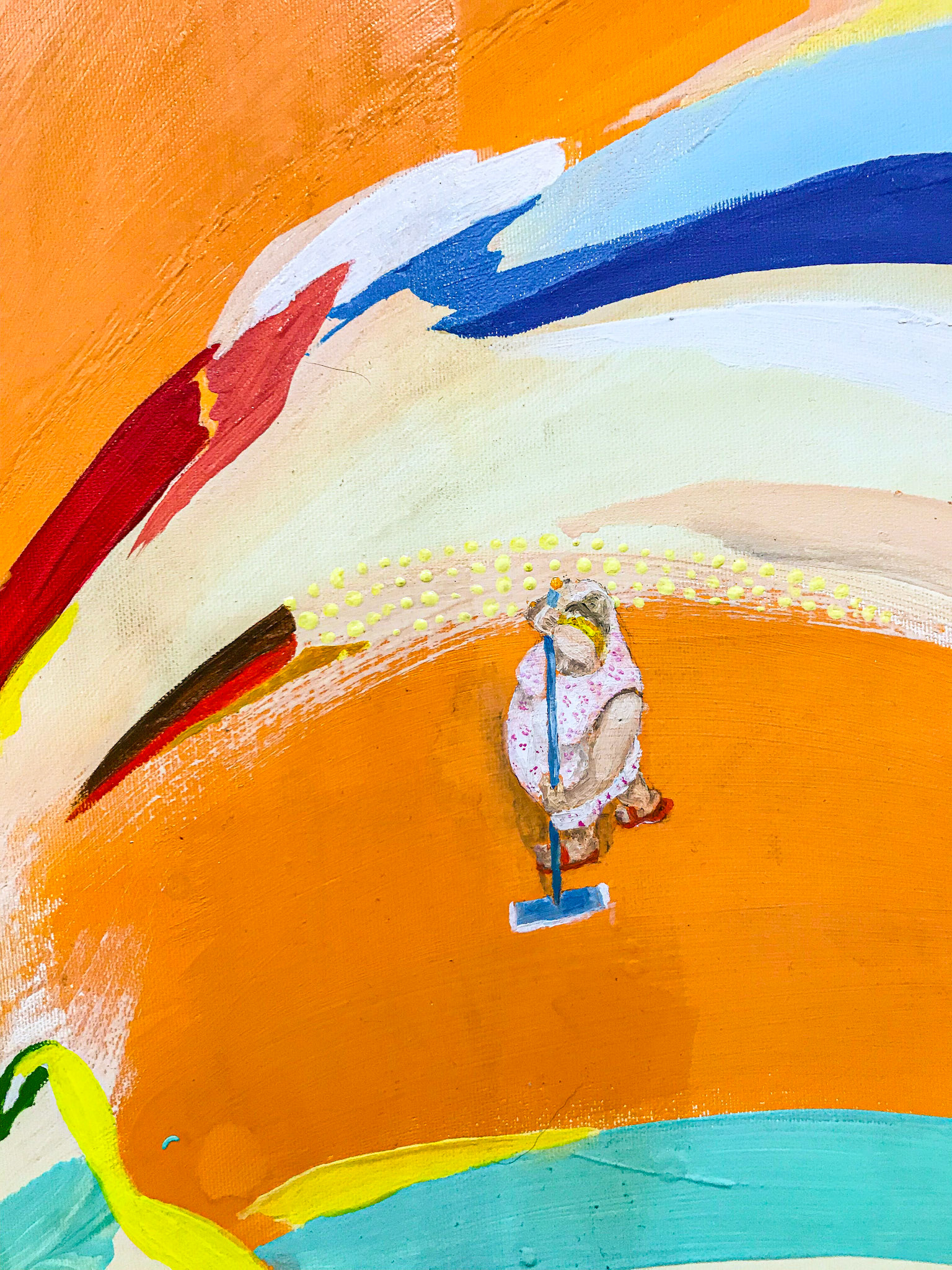 Marie ještě nemá ani půlku, akryl a olej na plátně, 120 X 120 cm, 2018/ Marie is not even half way done, acrylic and oil on canvas, 120 x 120 cm, 2018