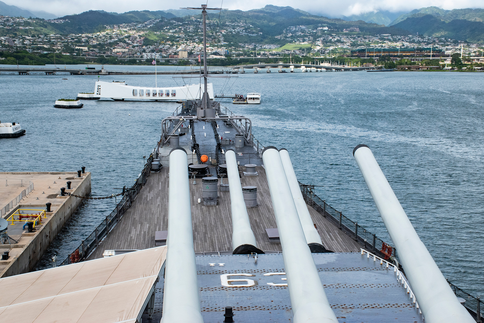 16-Inch Guns of the USS Missouri and the USS Arizona Memorial, Pearl Harbor, Oahu