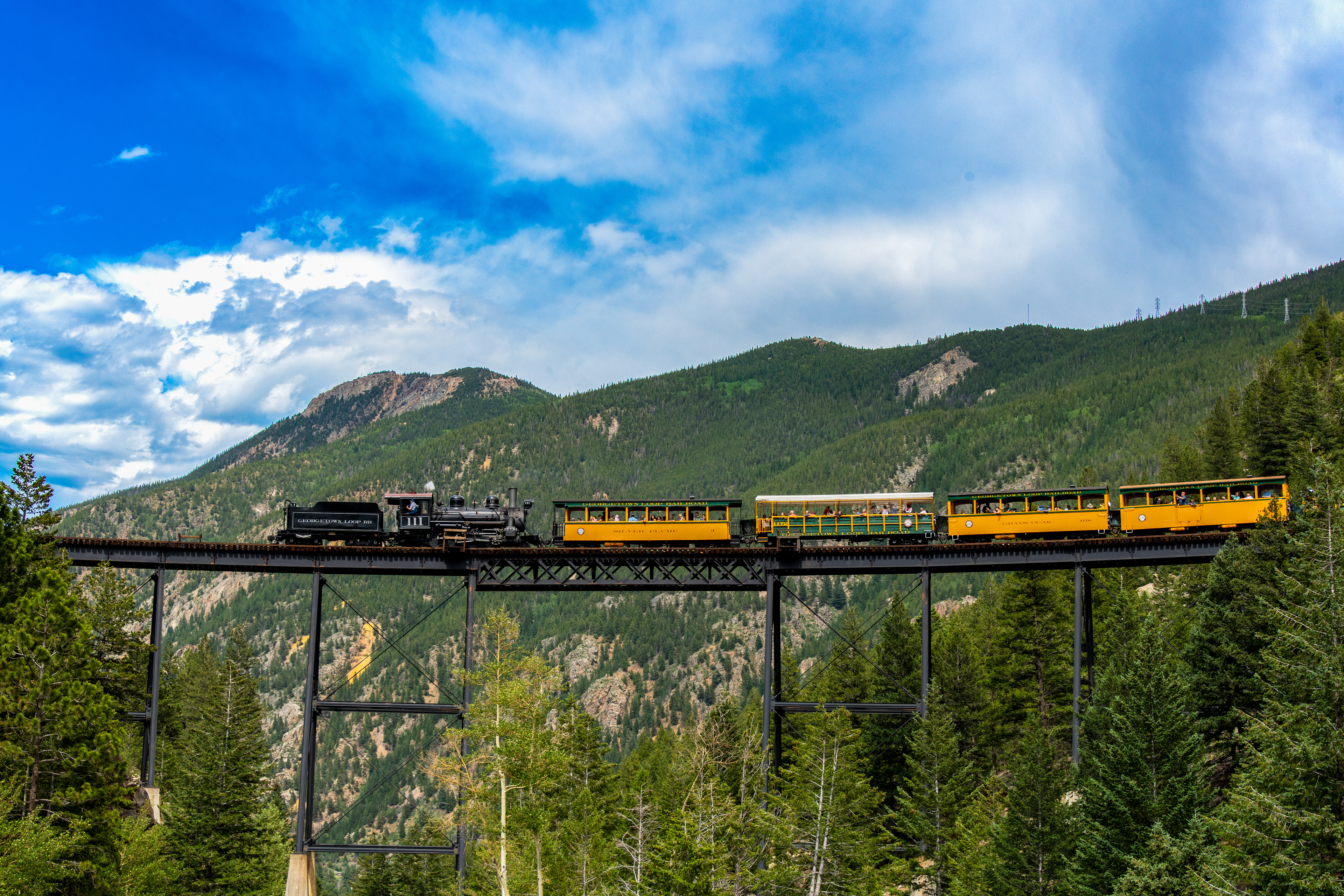 A Georgetown Loop Railroad Train Crossing the High Bridge, Georgetown, Colorado
