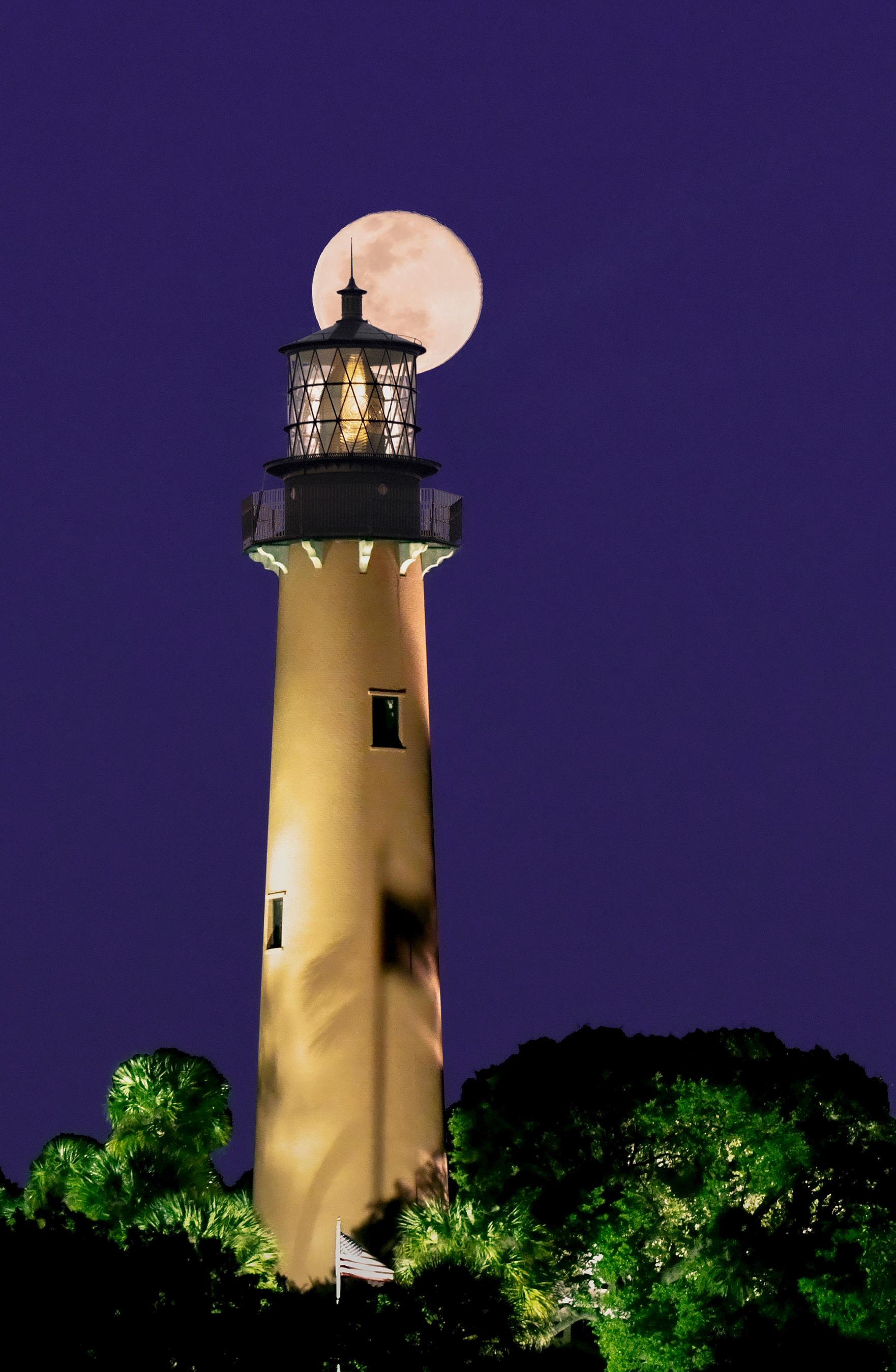 Moonrise Over the Jupiter Lighthouse, Florida