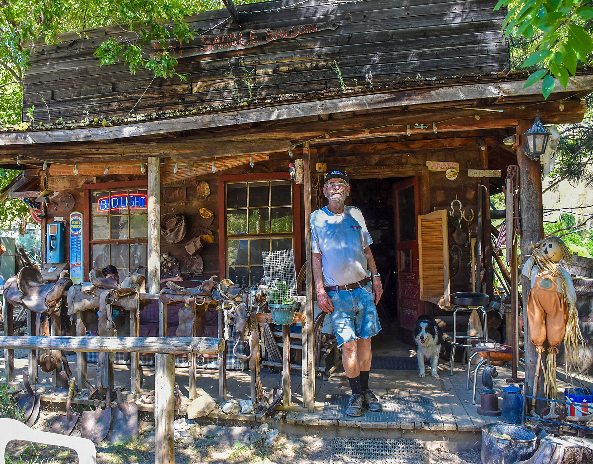 Olie Larson, Proprietor, M-T Saddle Saloon, Near Shoup, Idaho