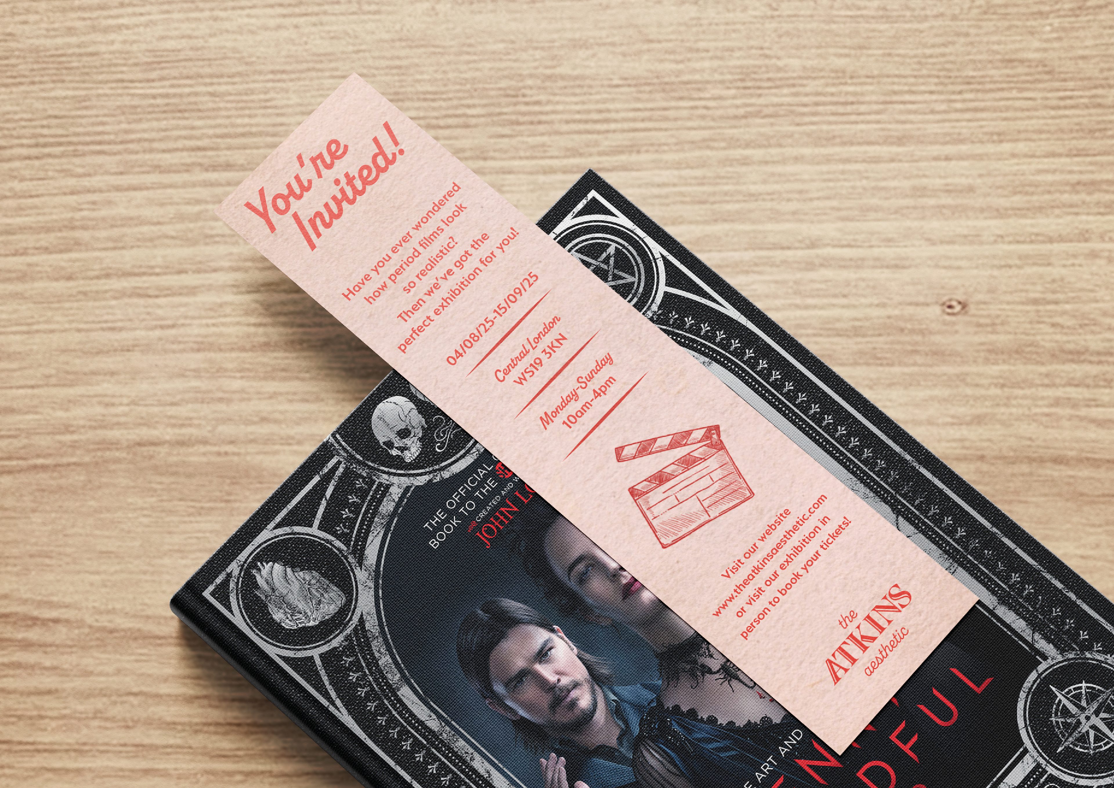 There would be advertising in the form of bookmarks that would be placed in library books of films relevant to the exhibition, ensuring the target audience is reached.