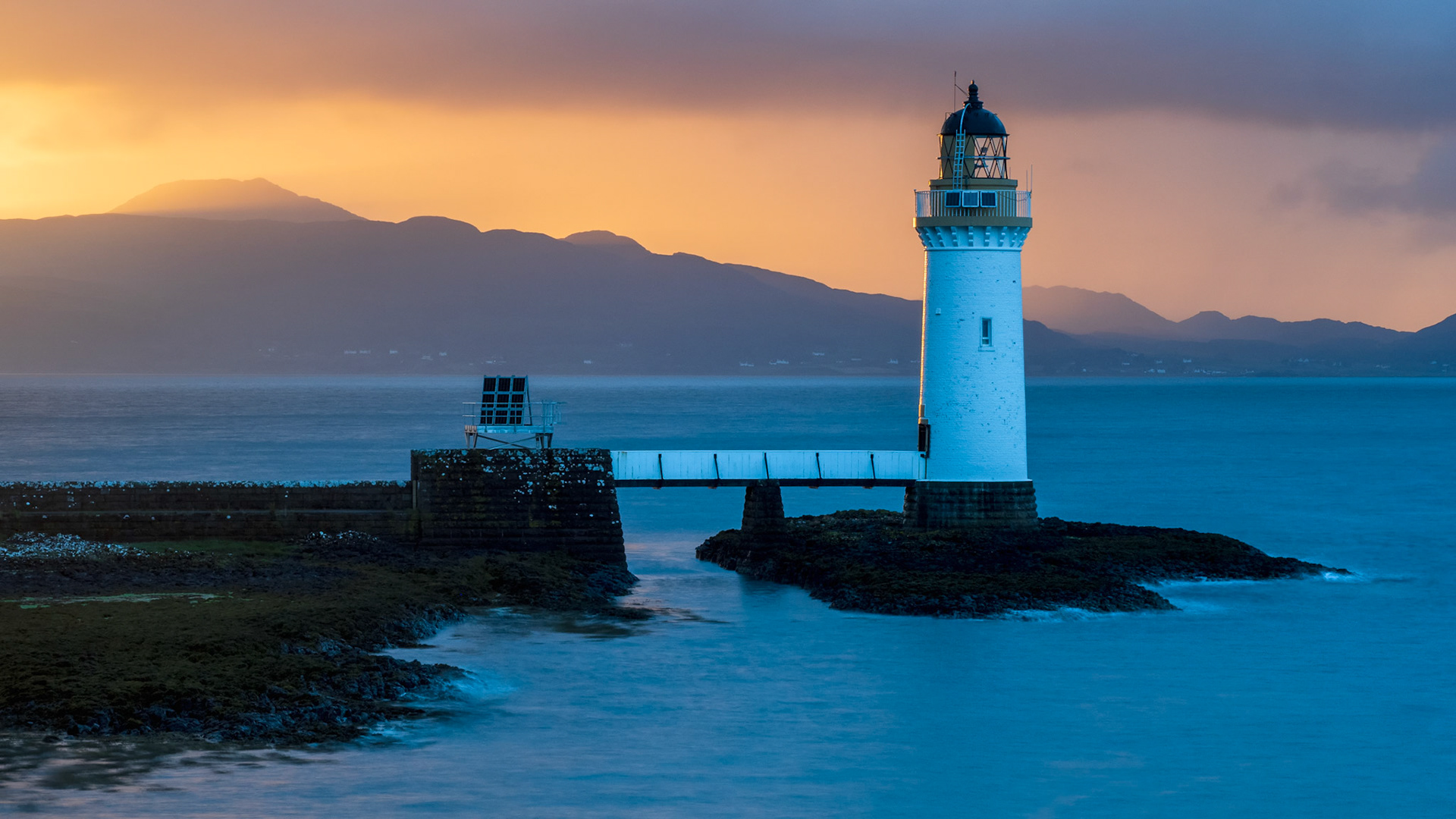 Sunset at Rubha nan Gall Lighthouse near Tobermory, Isle of Mull