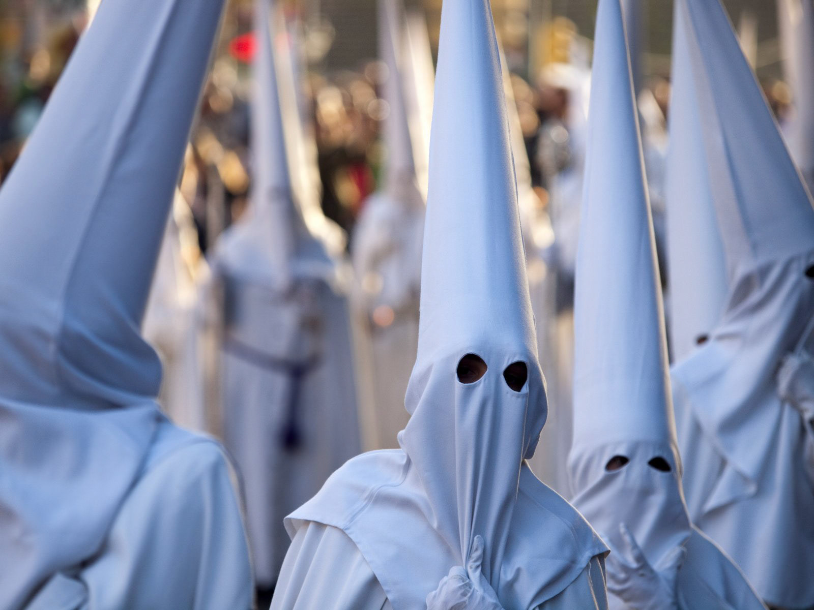 Nazarenos during Semana Santa in Malaga, Spain
