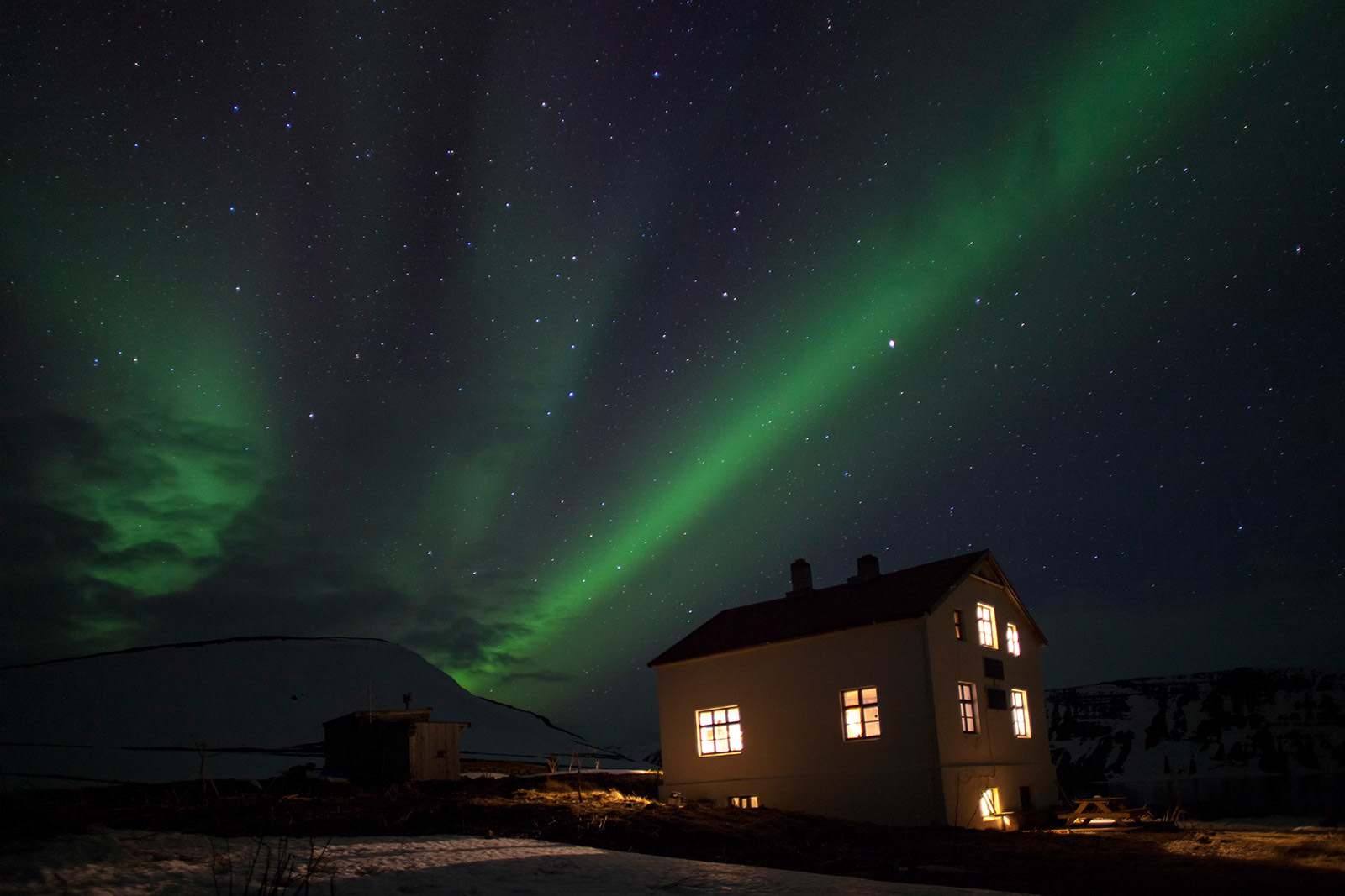The Northern Lights over Kviar lodge