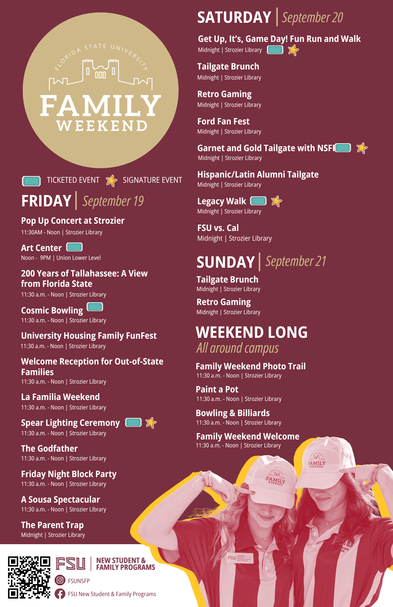 Family Weekend Calendar