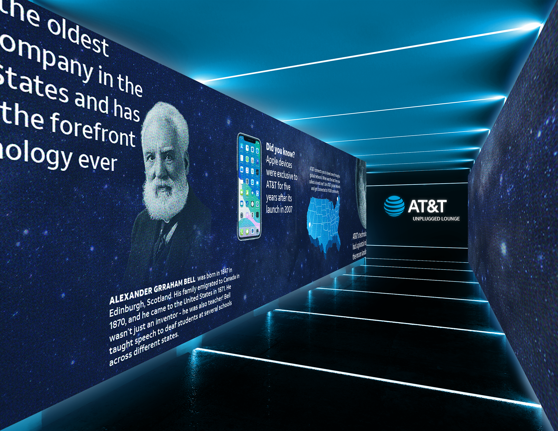 Entryway to AT&T Unplugged Lounge: Made for AT&T users to relax, recharge, and connect at various festivals across the U.S.