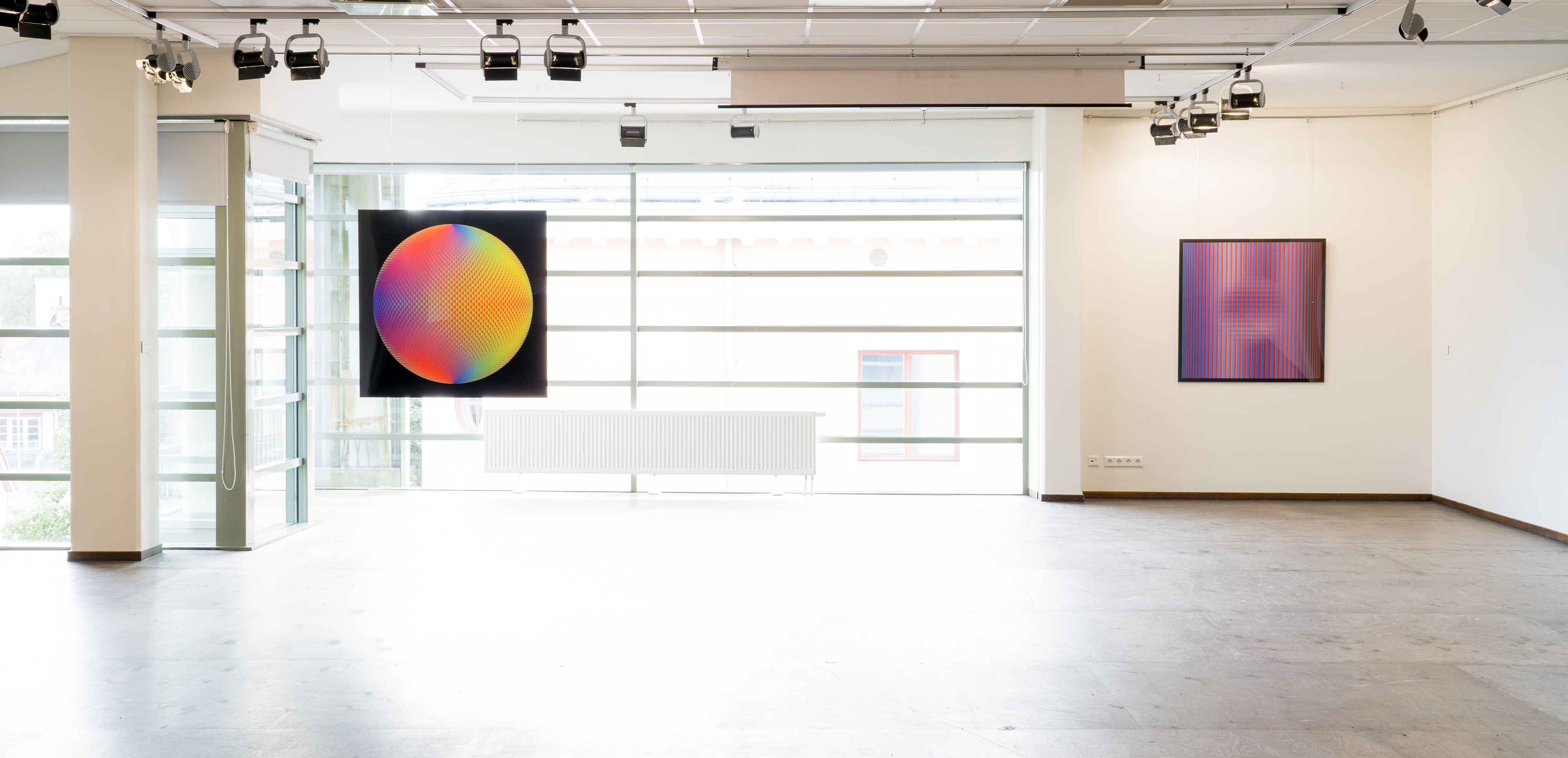 Geometric art exhibition in gallery