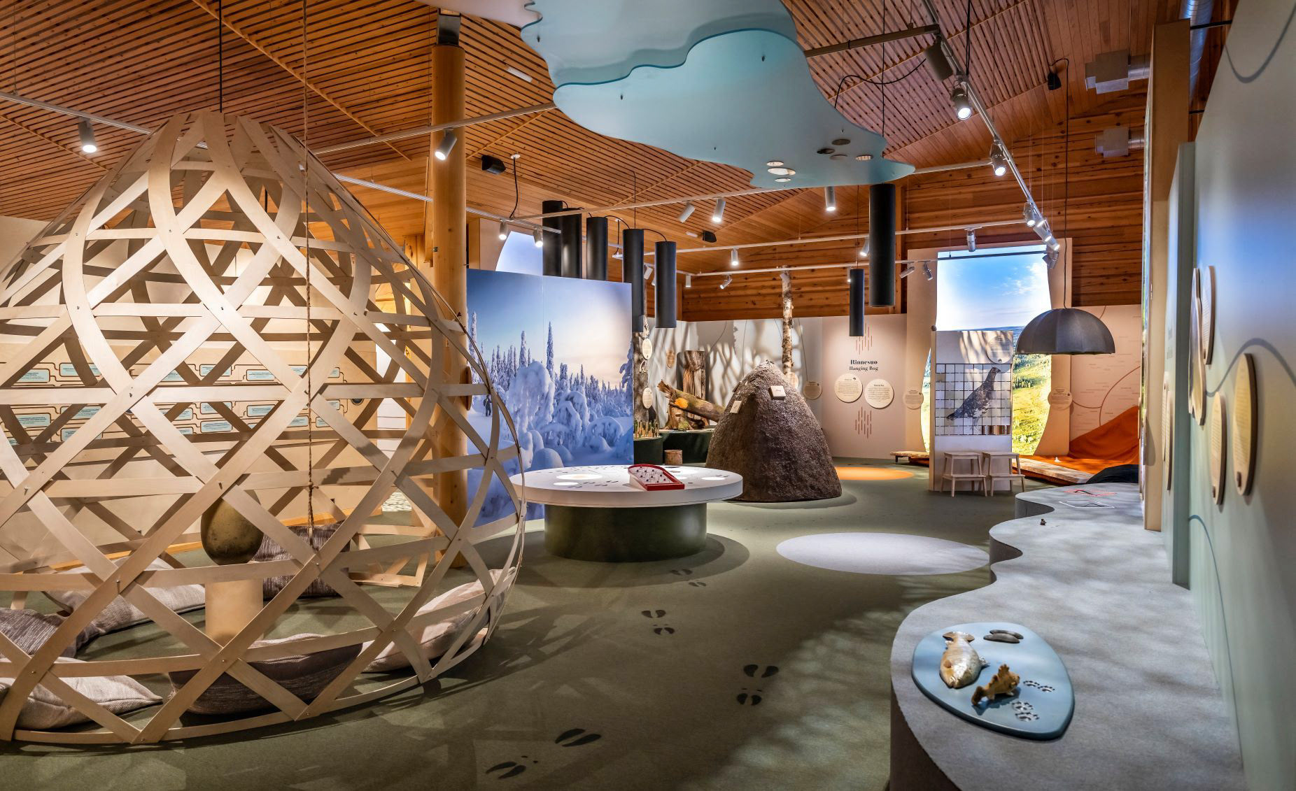 Soundscape design in a nature visitor center in Syöte, Lapland, Finland, Europe