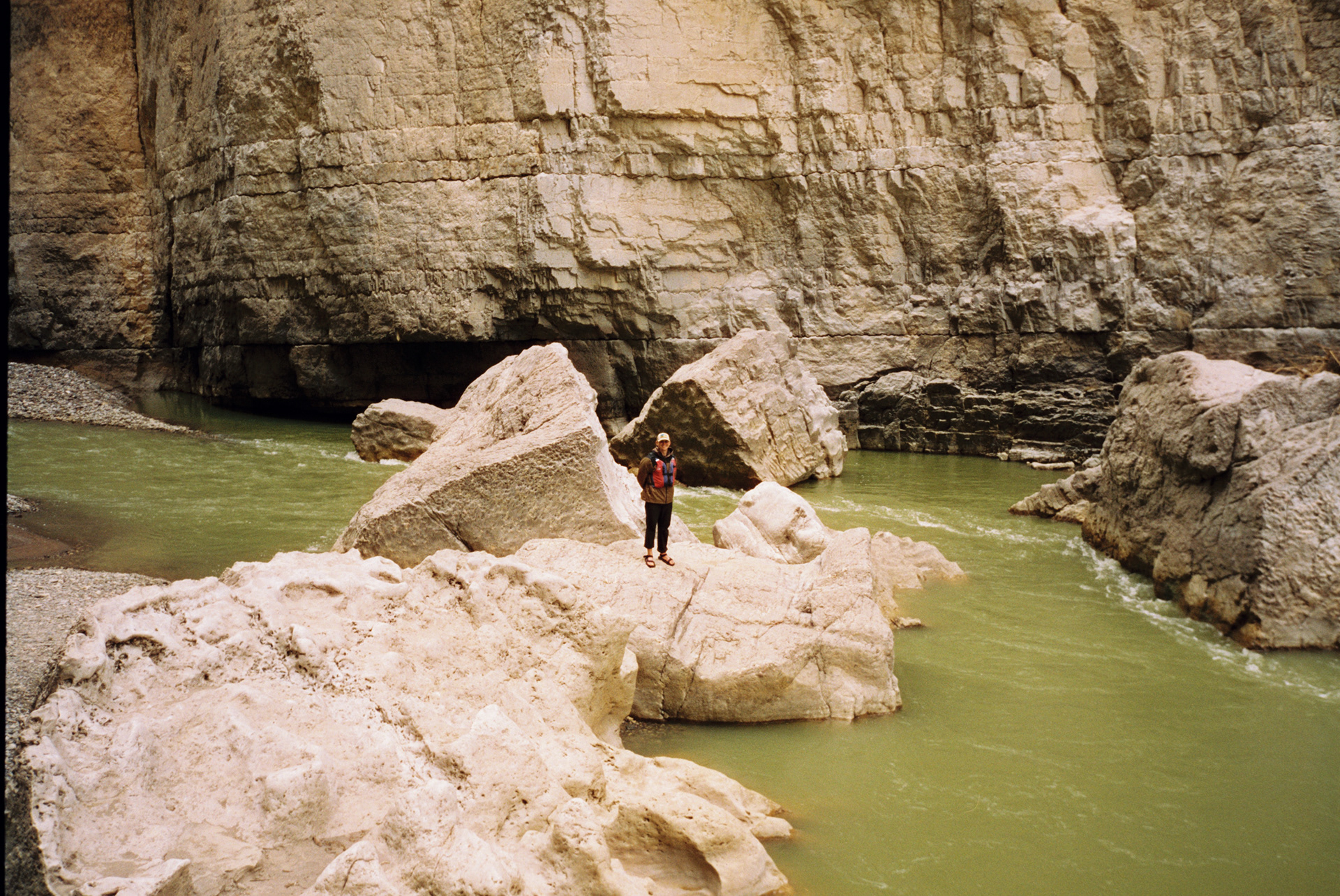 Paul stands at the entrance to 'Rock Slide"