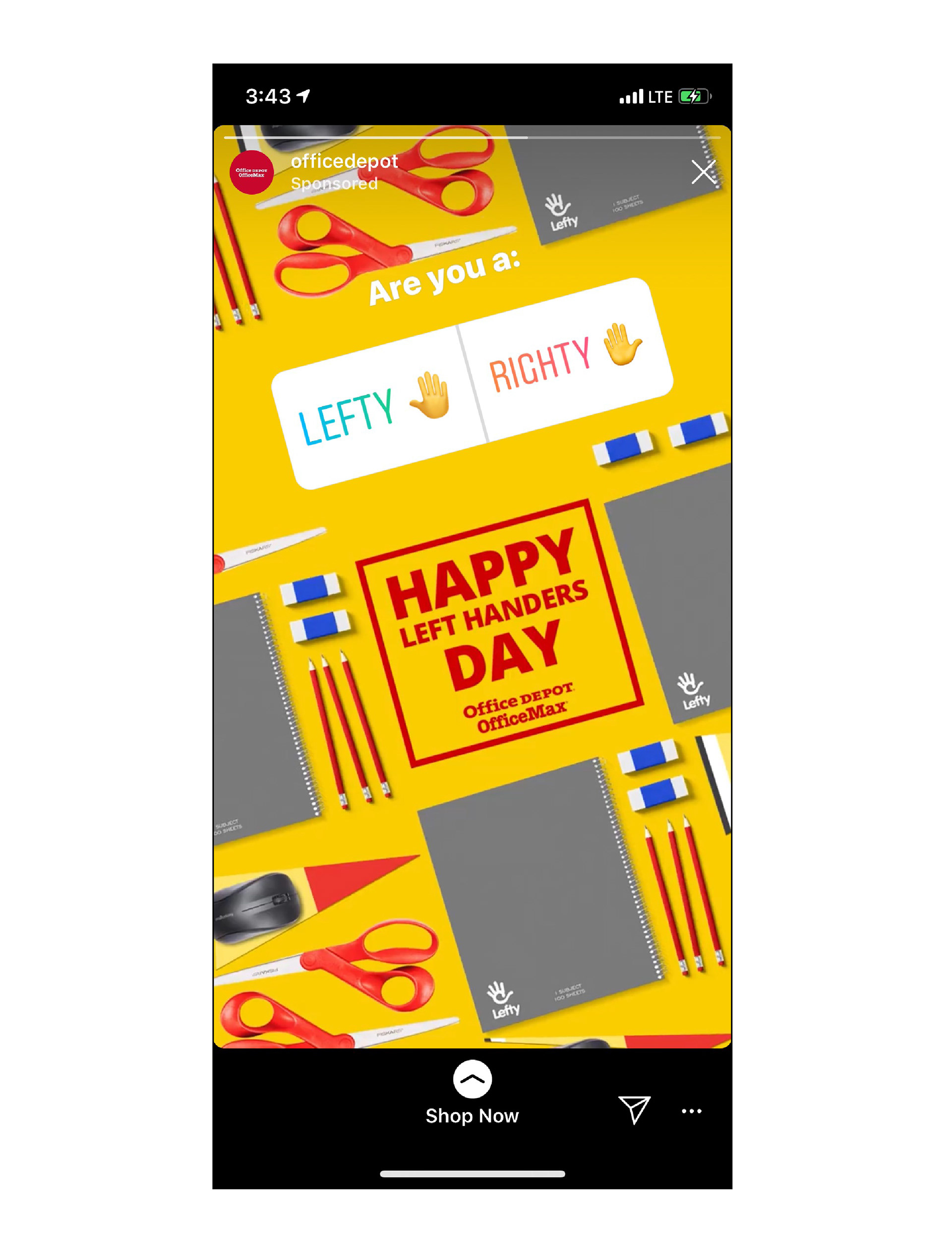 Instagram poll for Left Handers Day