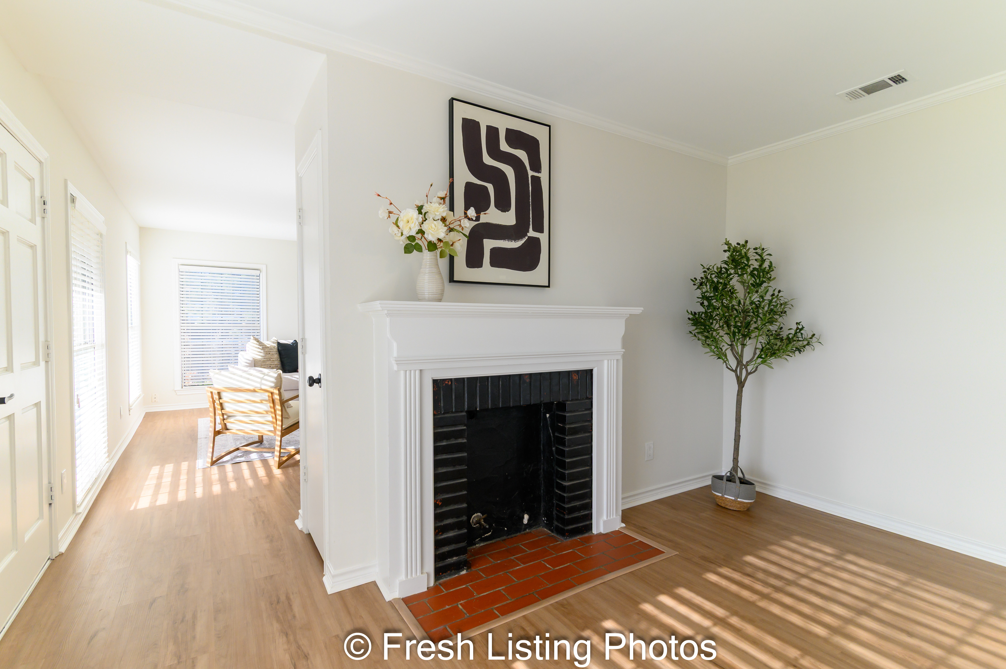 Family room double sided fireplace