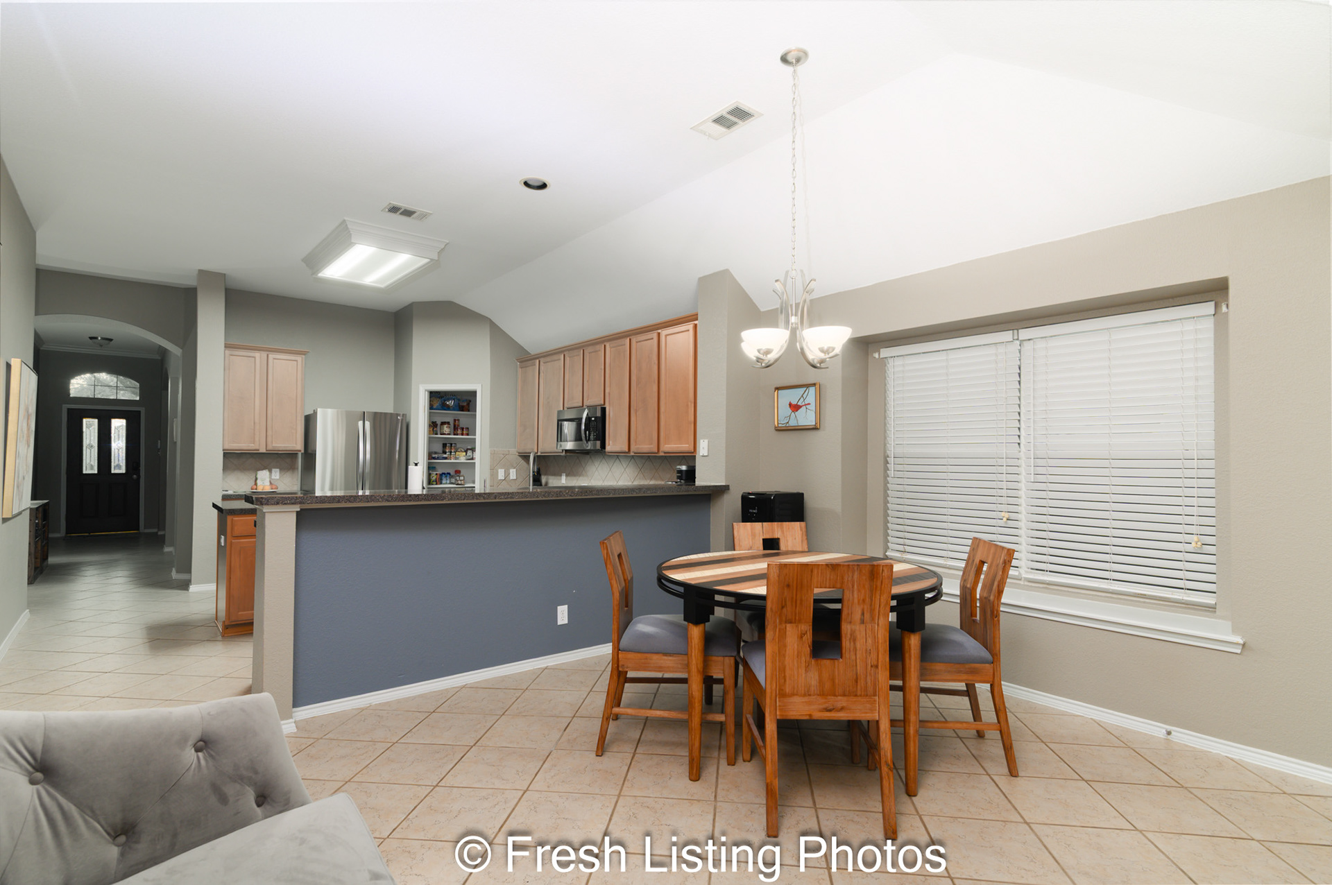 The eat-in kitchen area