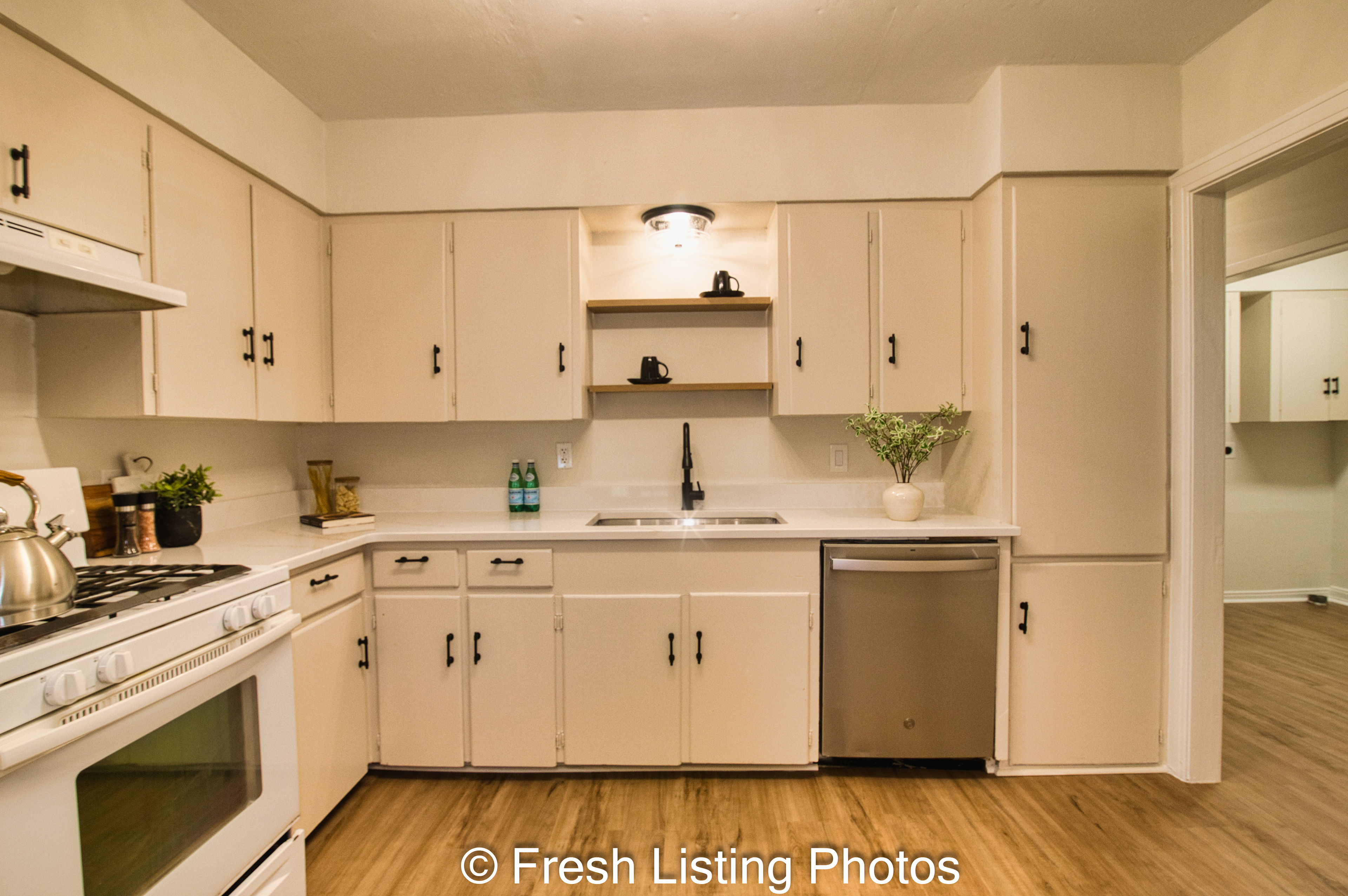 Kitchen with stove and dishwasher