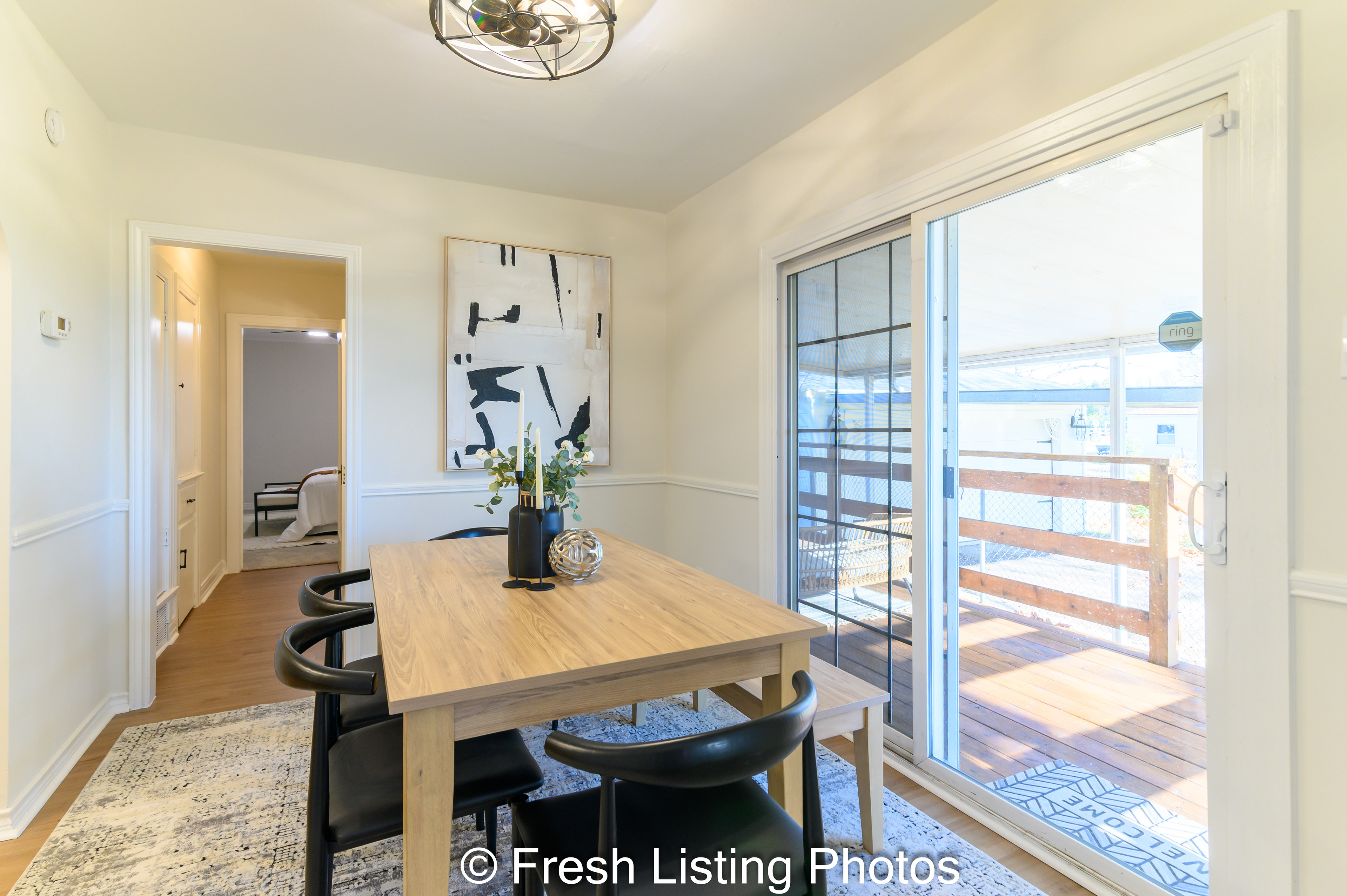 Dining room with patio view