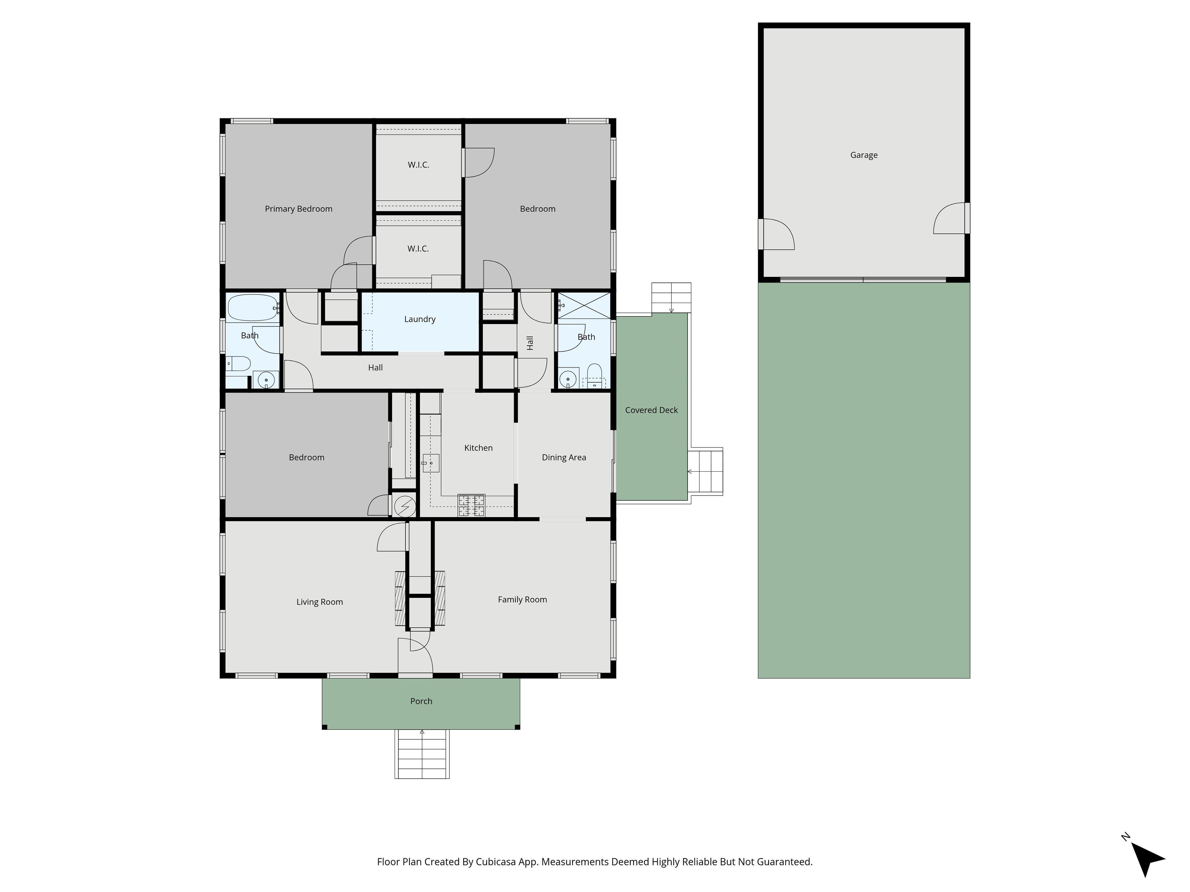 2D floor plan with detached garage