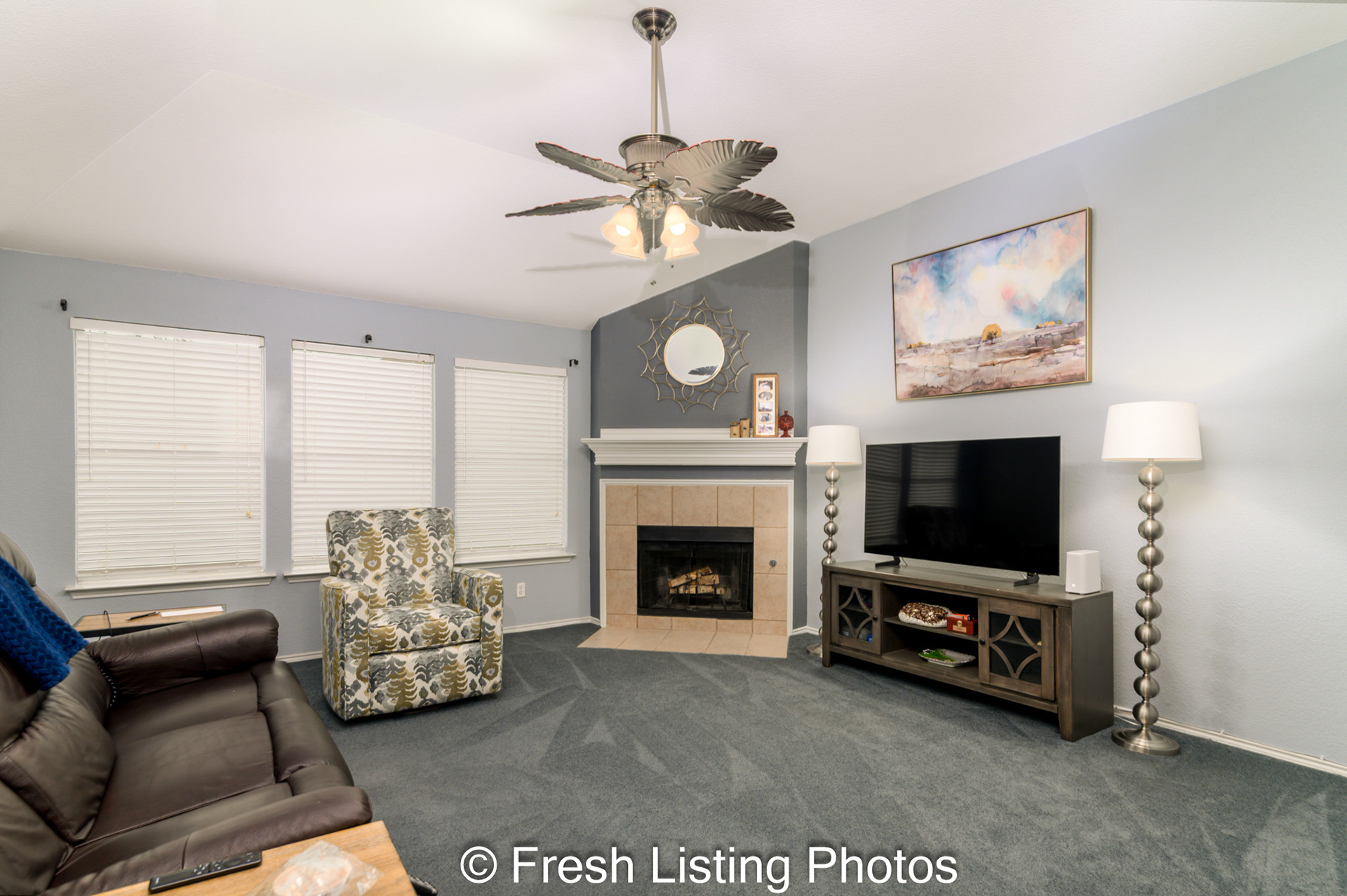 Family room with fireplace