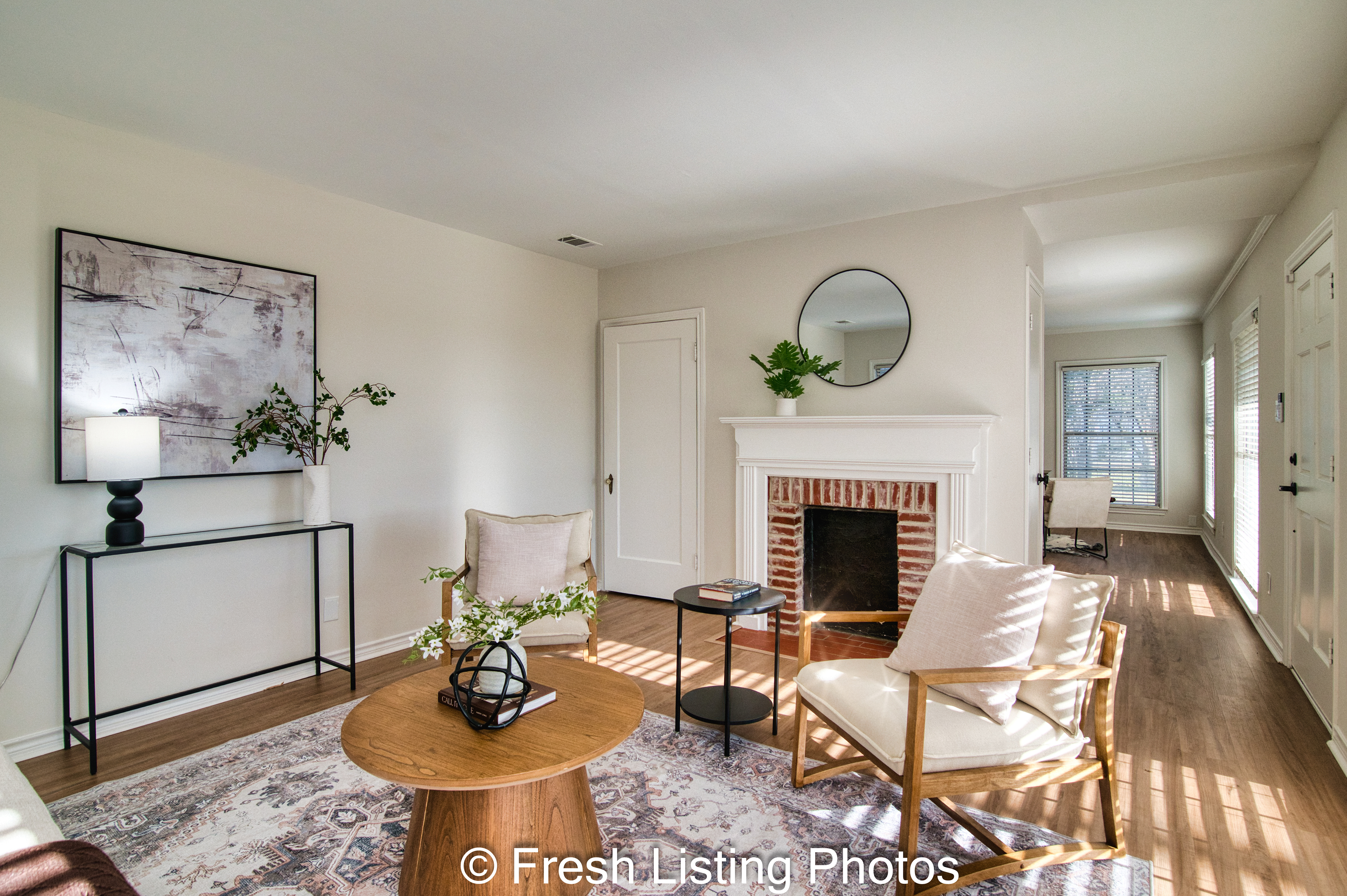 furnished living room with fireplace