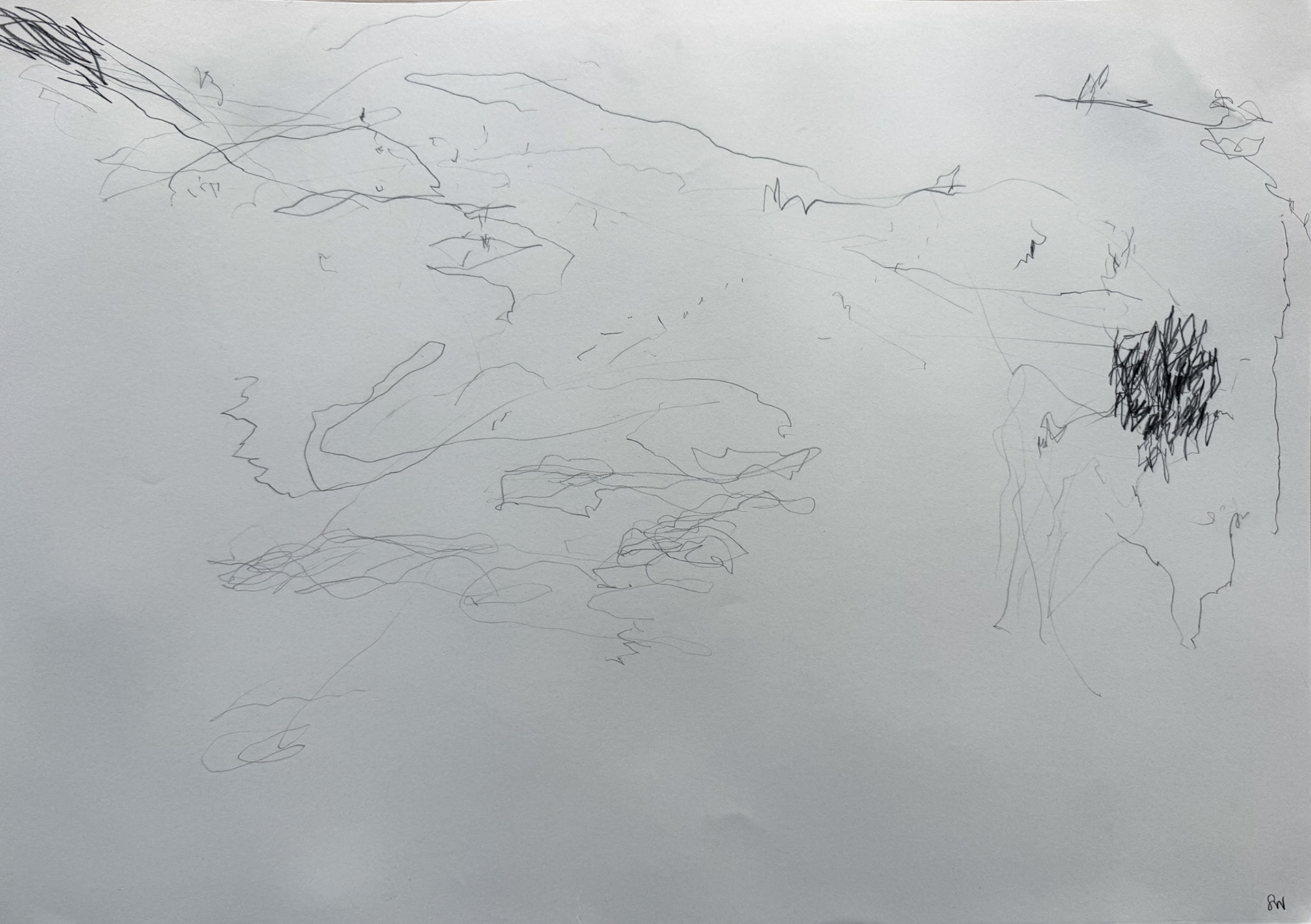 Body and Place 2024 - Sound Drawing II- Graphite on Cartridge paper 59.5 x 84 cm