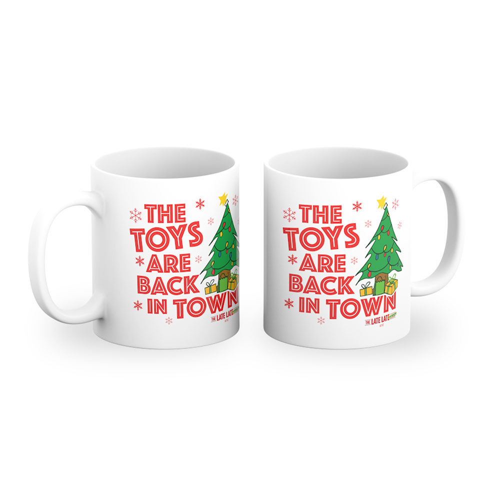 Mug mockup featuring illustrated tree design for RTÉ’s 2021 Toy Show.