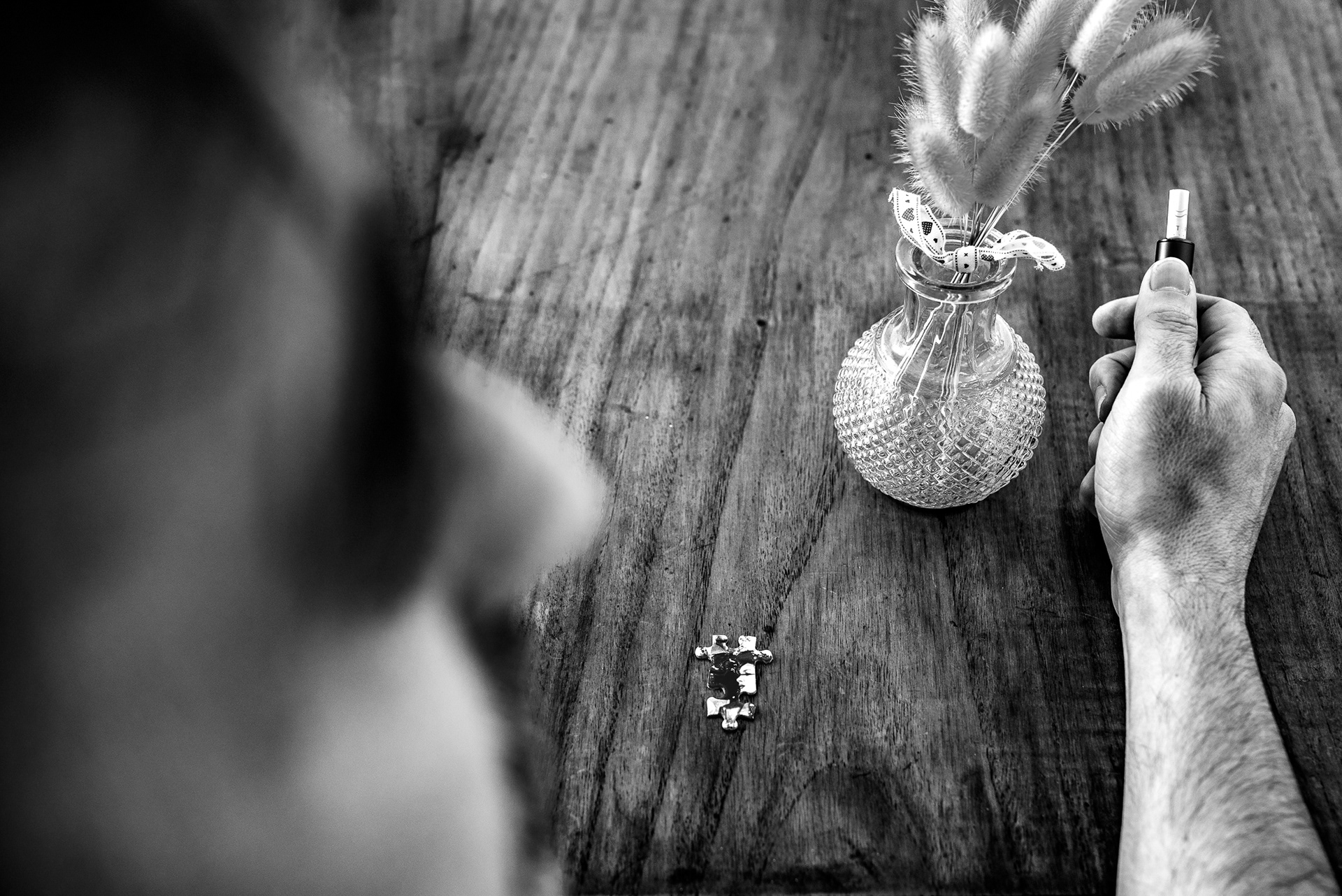 self-portrait with puzzle pieces