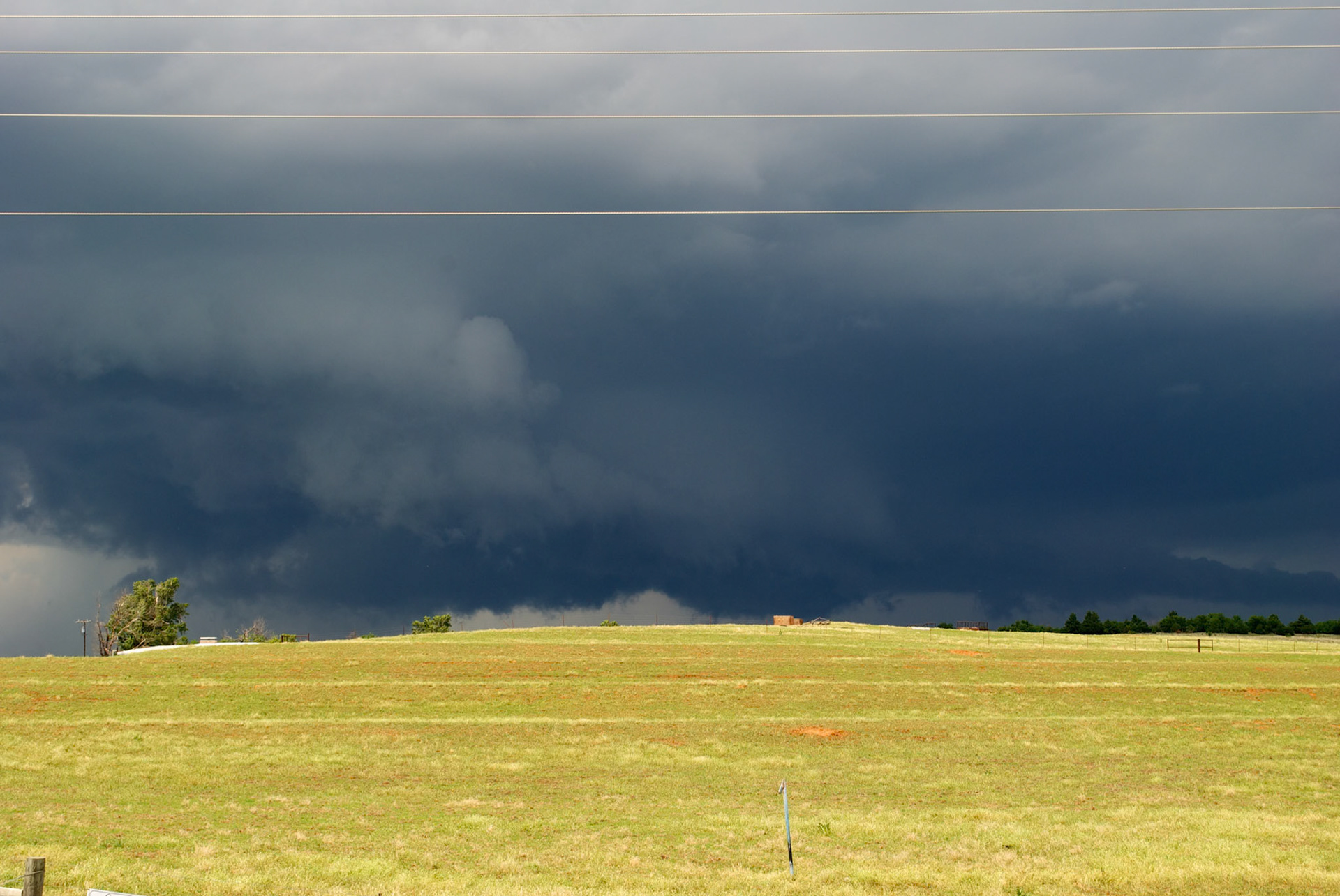 A wedge tornado touches down near Chickasha, Oklahoma