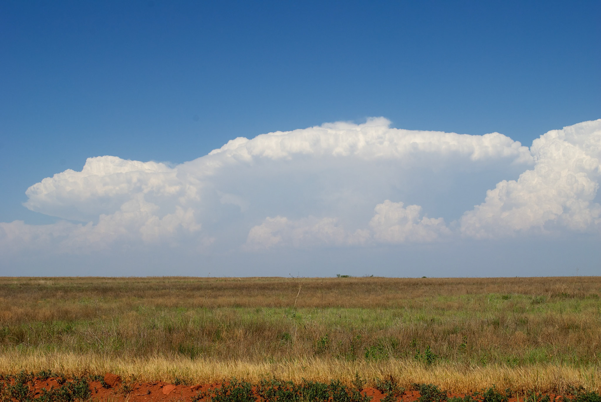 One of the best shots I got of the two exploding supercells.