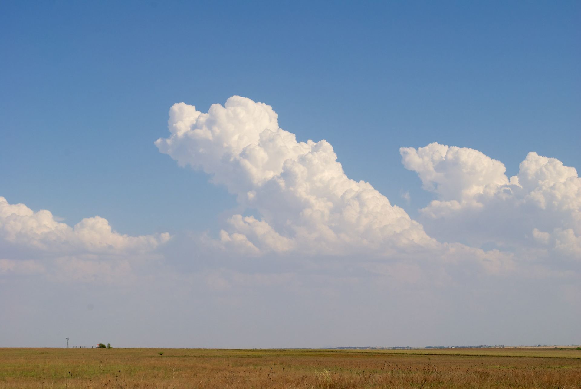 This tower leaning to the left so much indicates very strong low-level shear (in an no-shear environment, the tower would go straight up). Strong low-level shear is why the threat of strong tornadoes was so high.