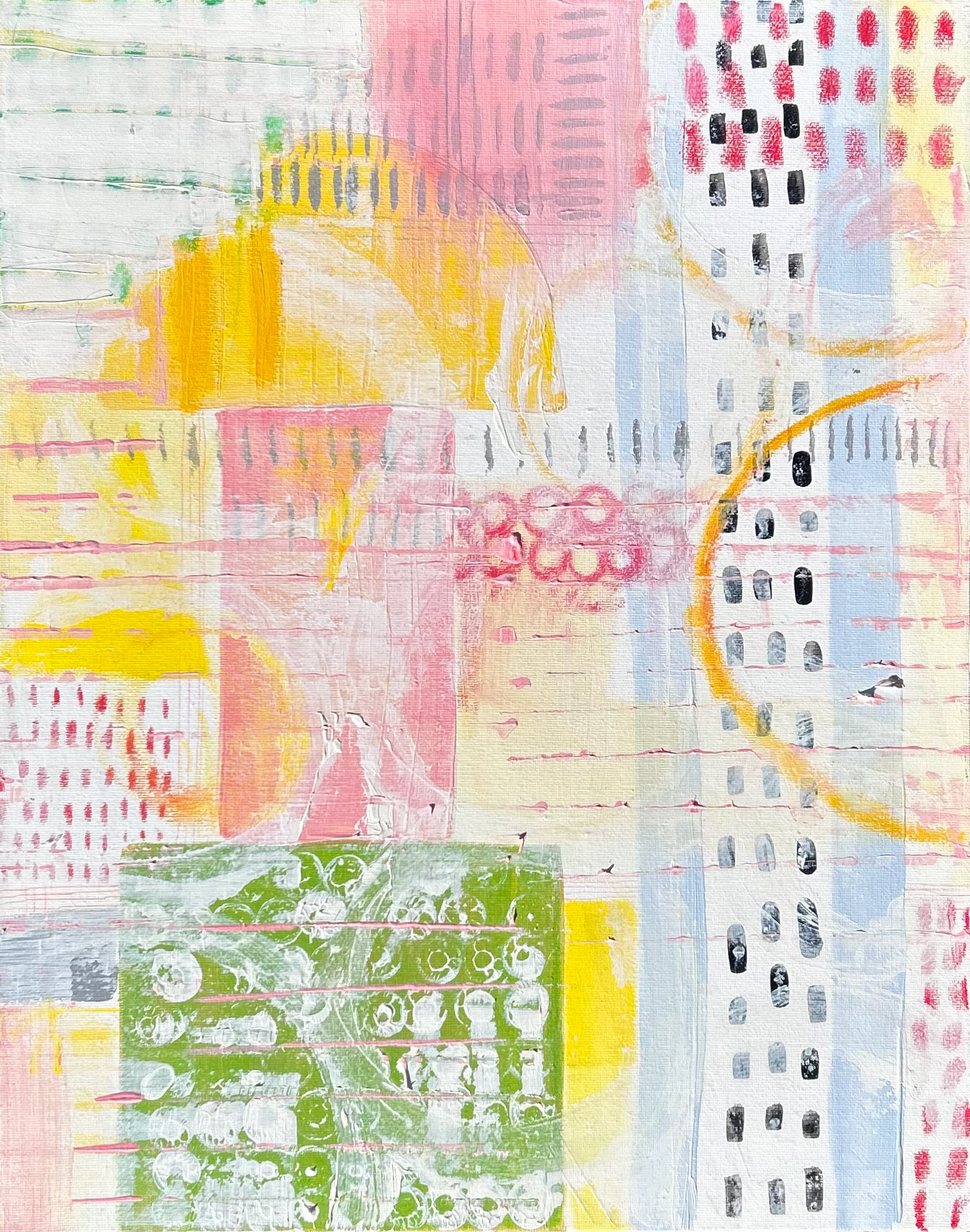 Untitled, acrylic, oil pastel, and ink on canvas, 40 x 51cm, 2025