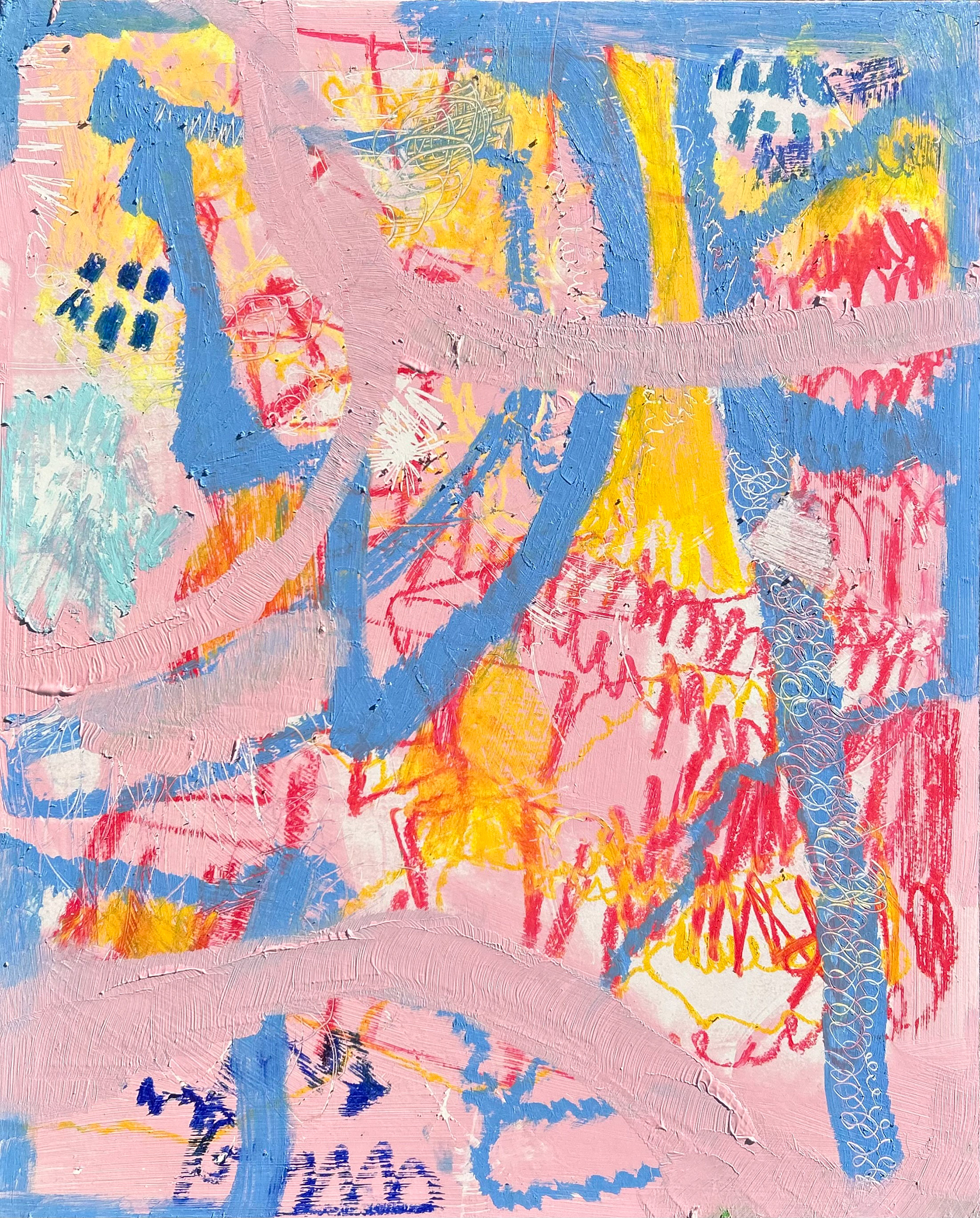 Der Ton I, acrylic and oil stick on found wood, ""cm, 2026