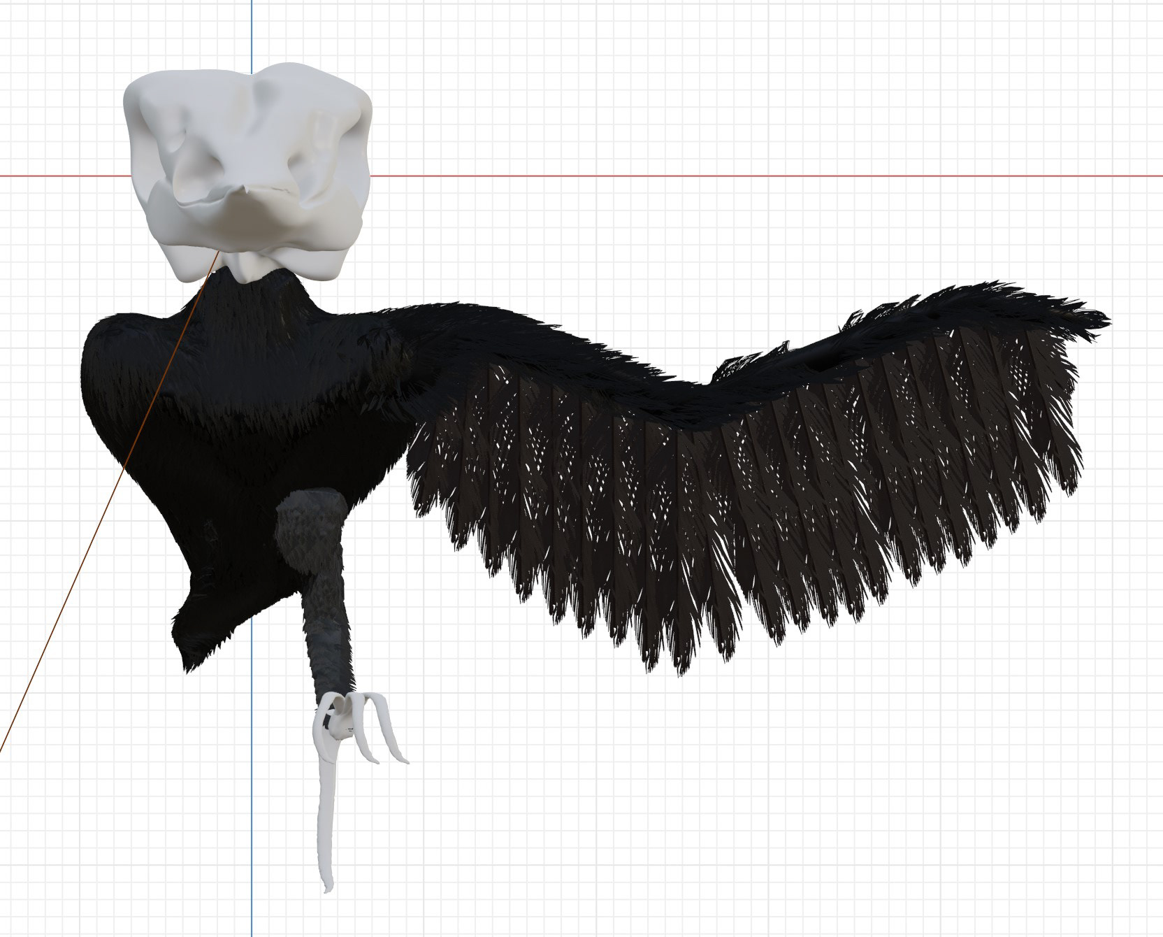 9: A full wing with primary + secondary feathers and coverts, a foot