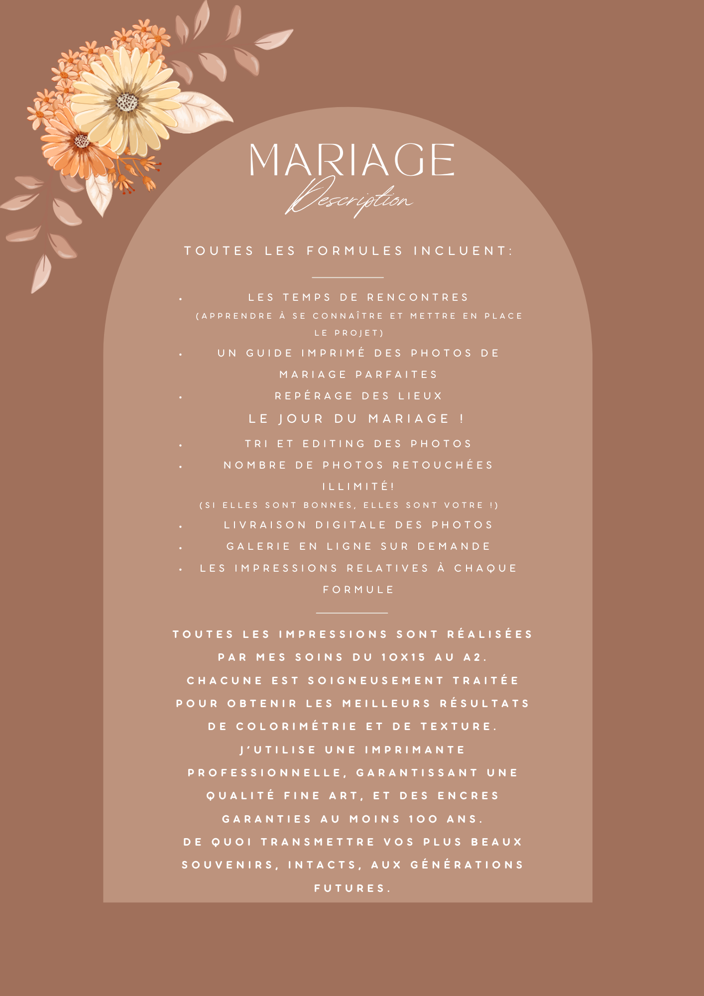 Description de la prestation de mariage