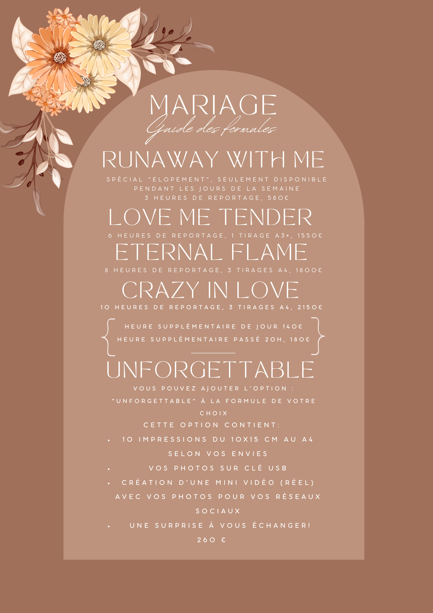 Formules de reportage de mariage