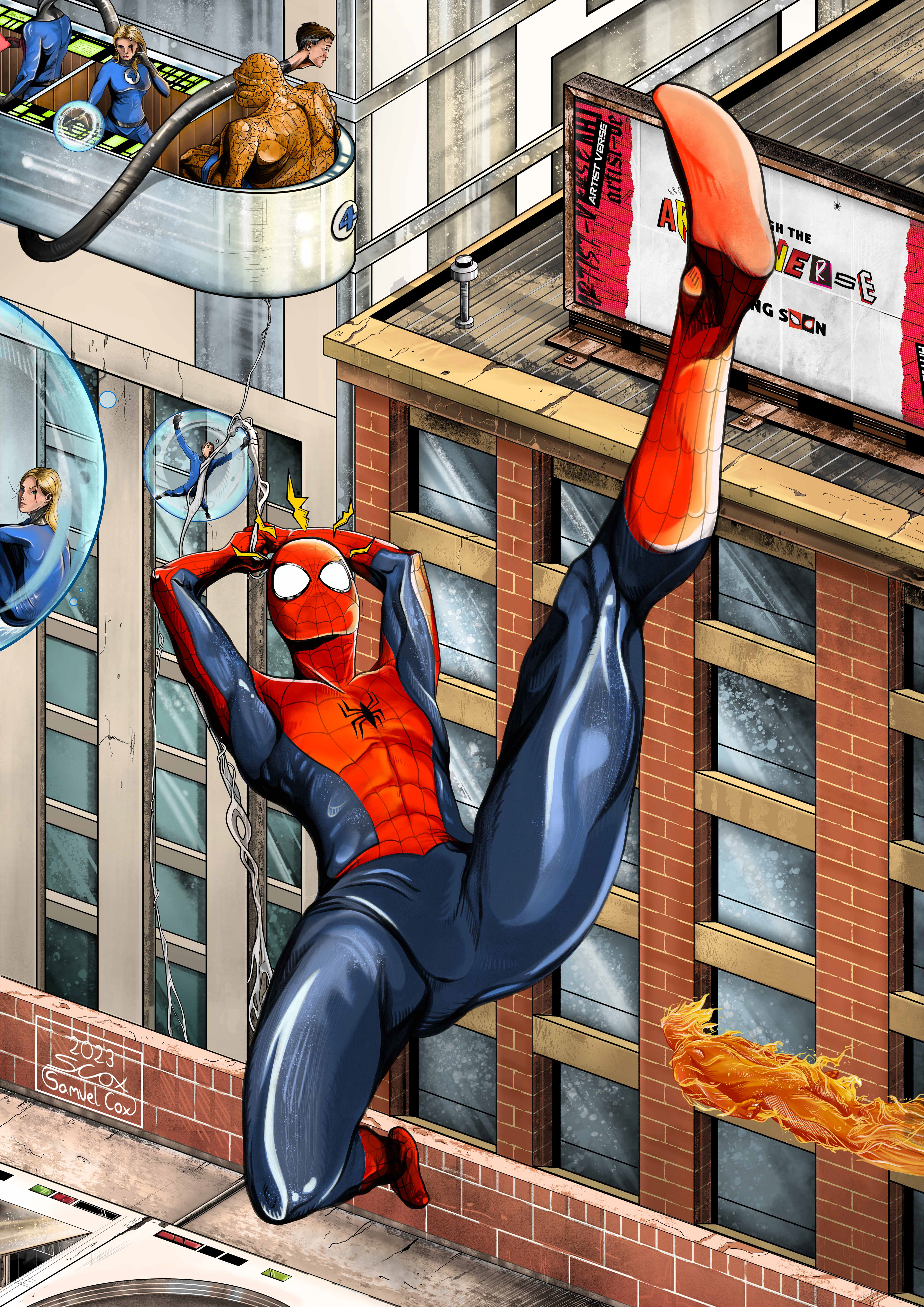 Spidey & the F4, Created as a Variant for the community project, “Across the Artistverse”.