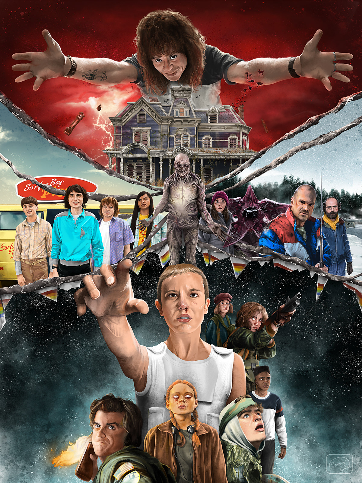 Poster Tribute Featuring Stranger Things 4 Protagonists. 2022