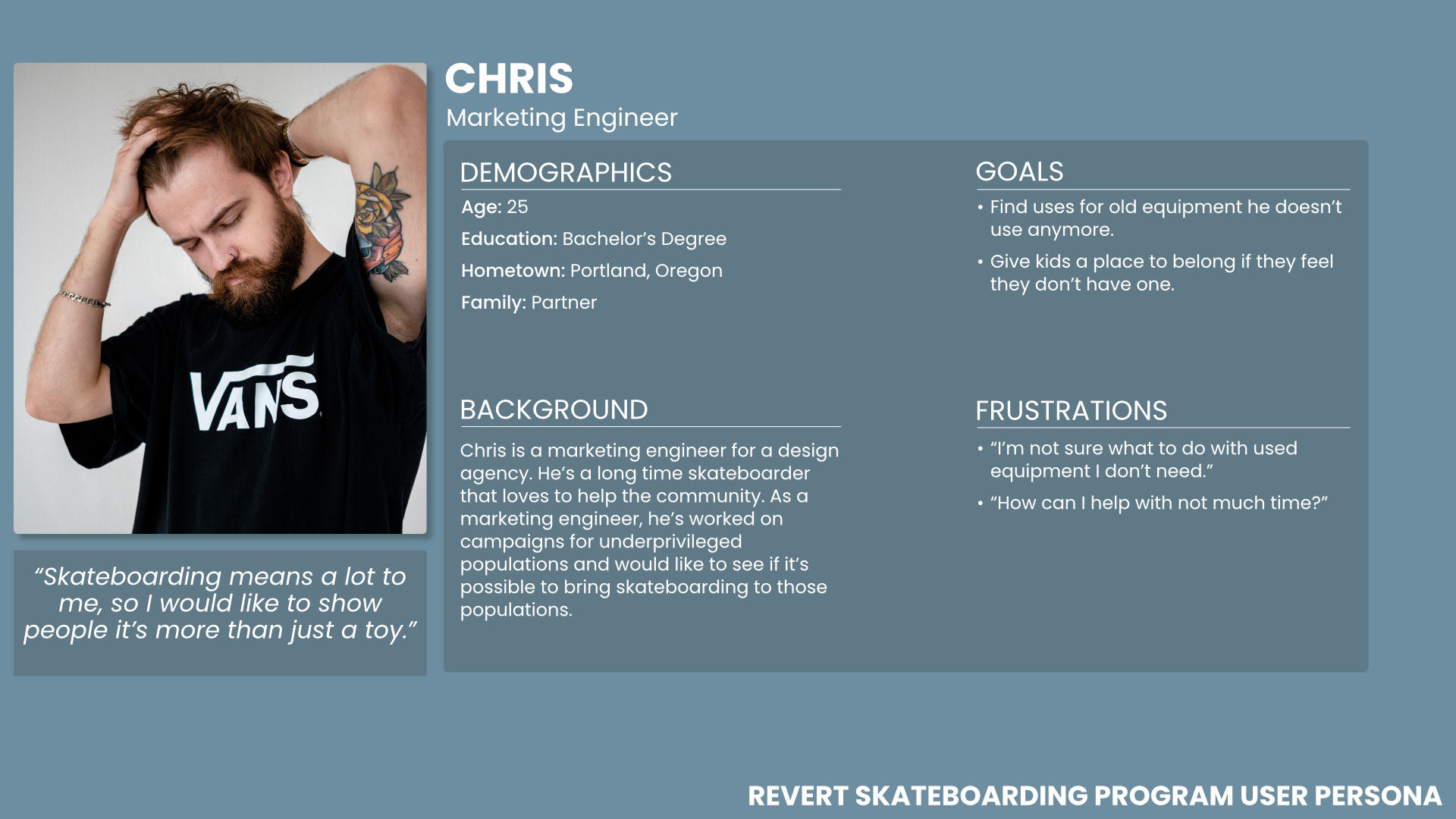 Image of a male user persona with demographic information