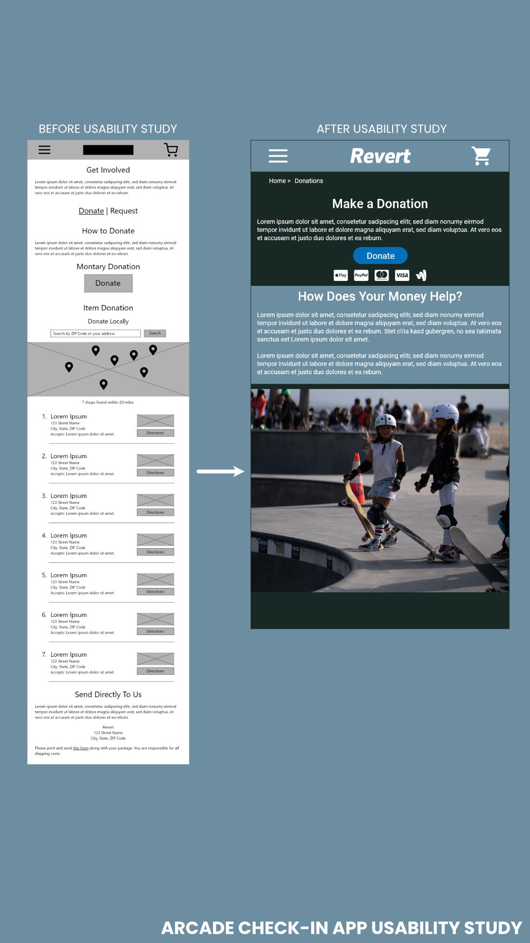 Image of a mockup showing before and after examples