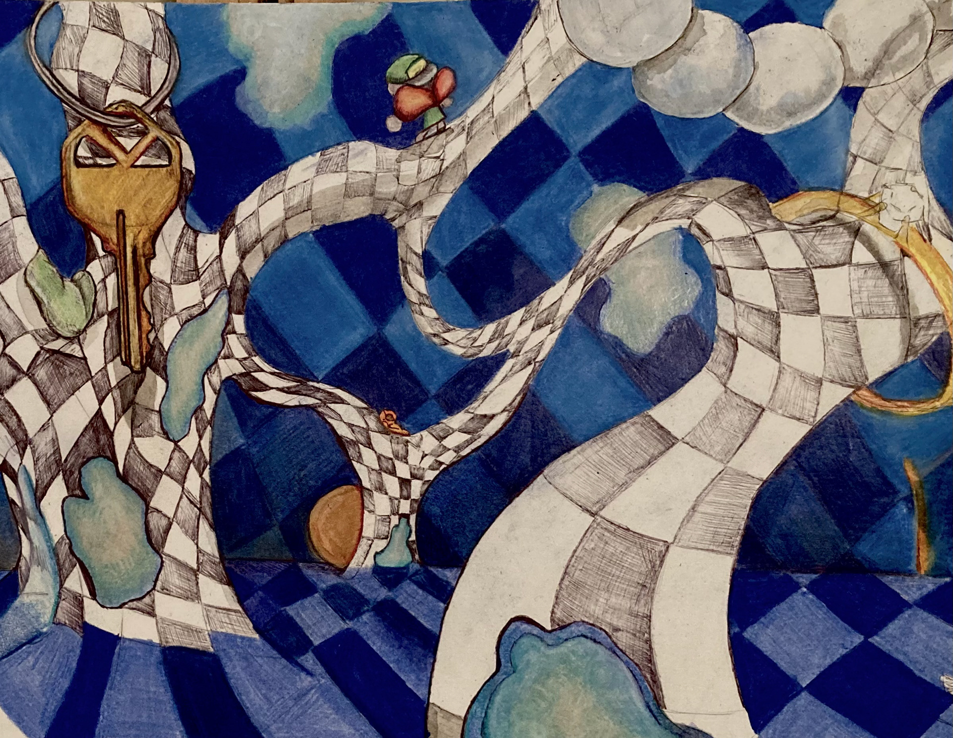 "Forgotten Dimension". Colored Pencil, Pen. 2021