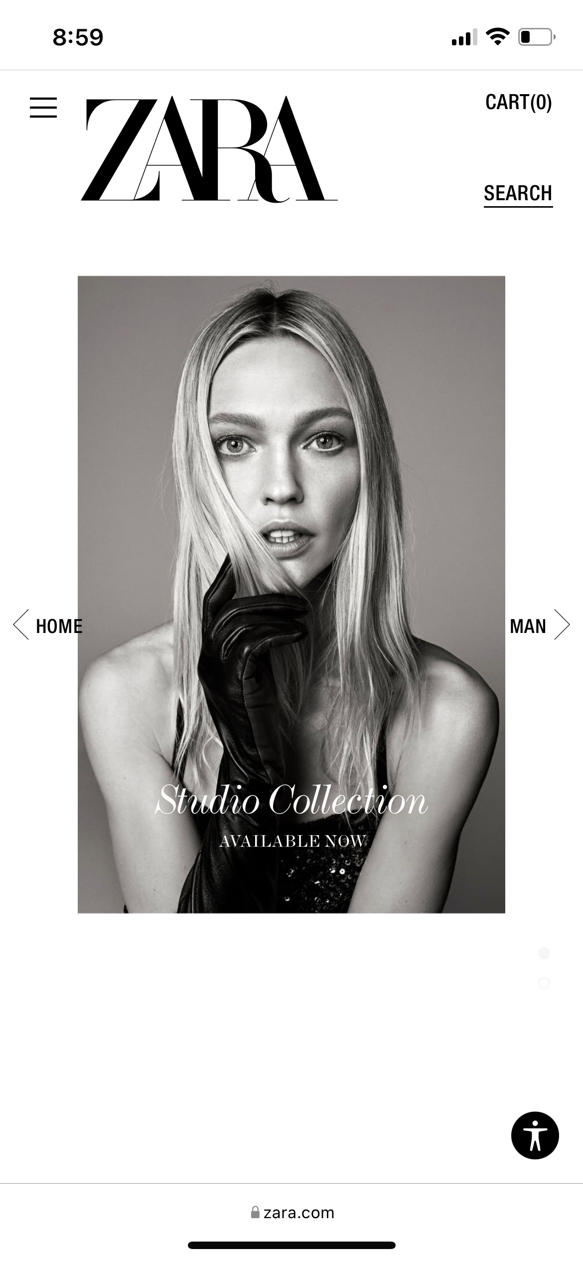 Homepage does not exemplify the brand and buttons are not where users may expect them to appear
