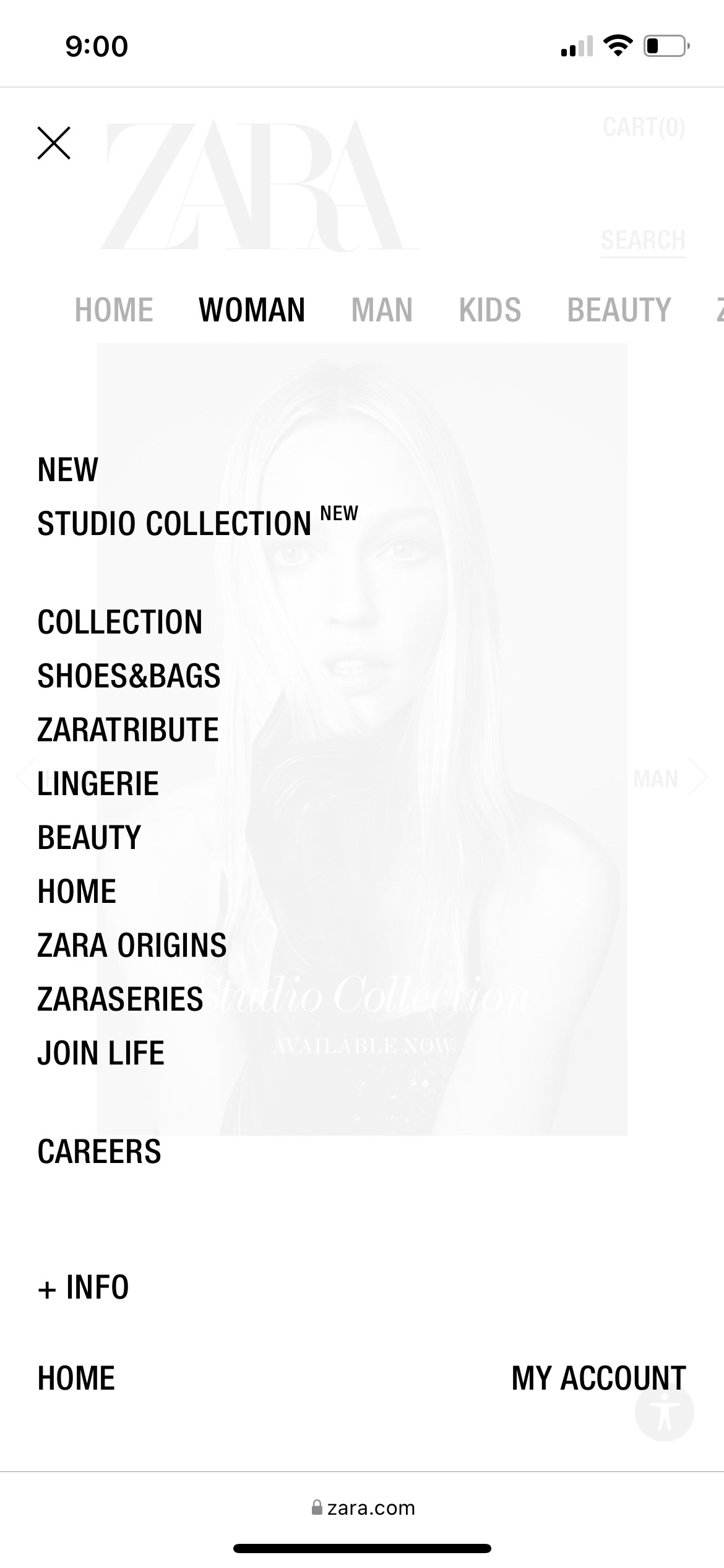 The browse menu is long and categories are often unclear
