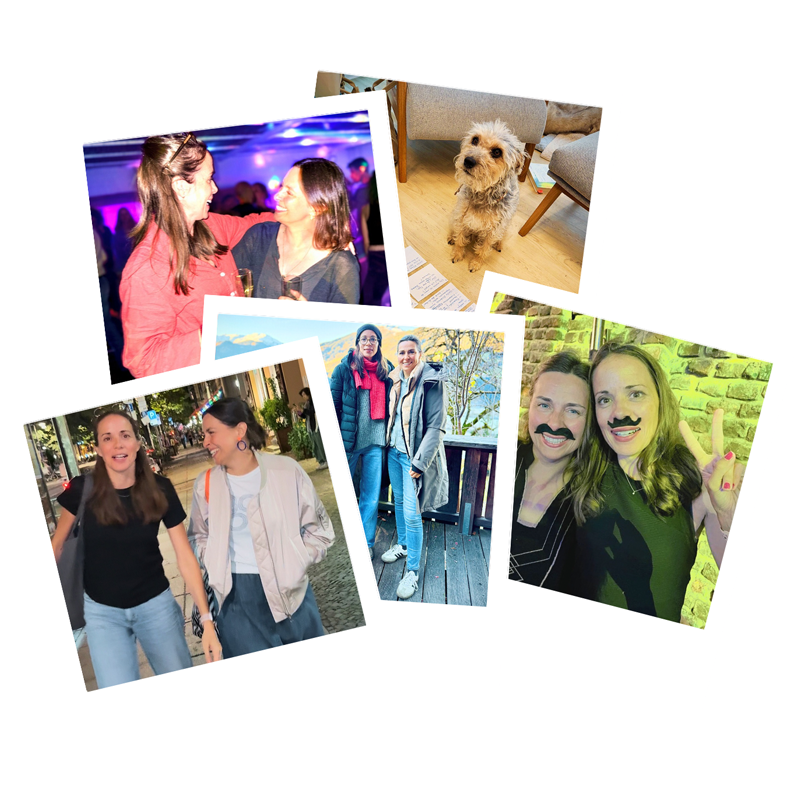 Gemeinsame Fotos von Dr. Eva Schultz und Miriam Hechler und Hund Ruby