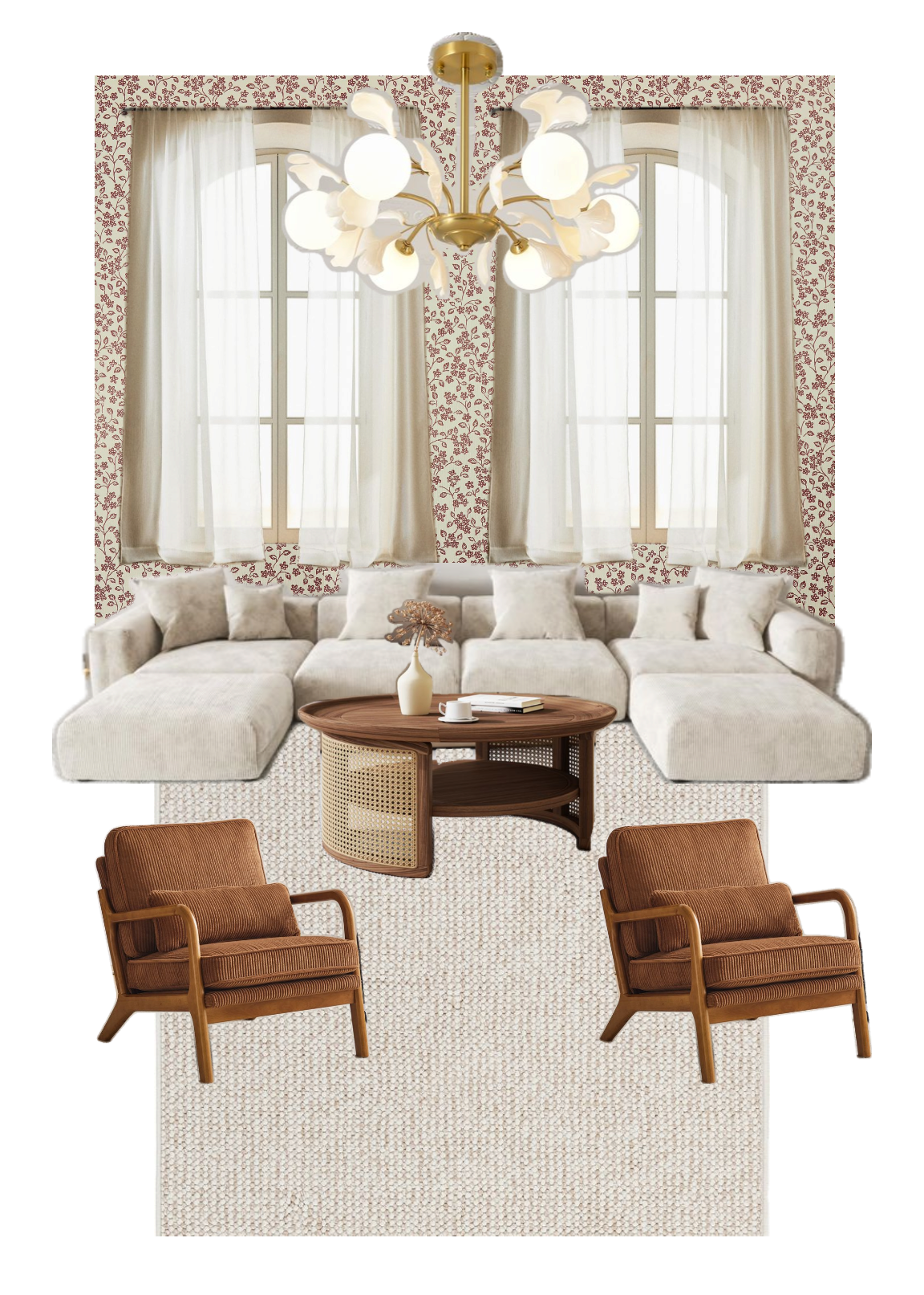 Floral Accent Living Room Design