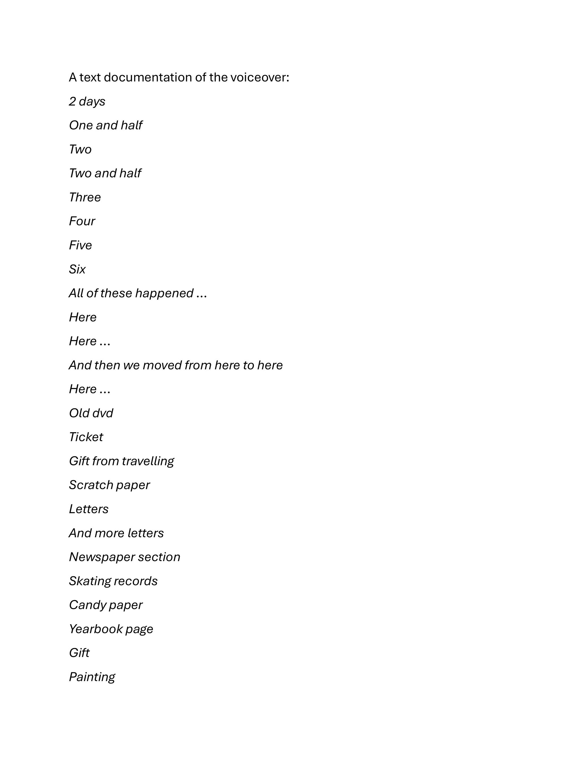 A text record of the voiceover p1