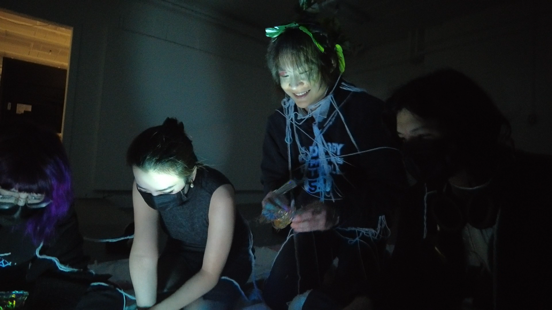 participant wrapping themselves